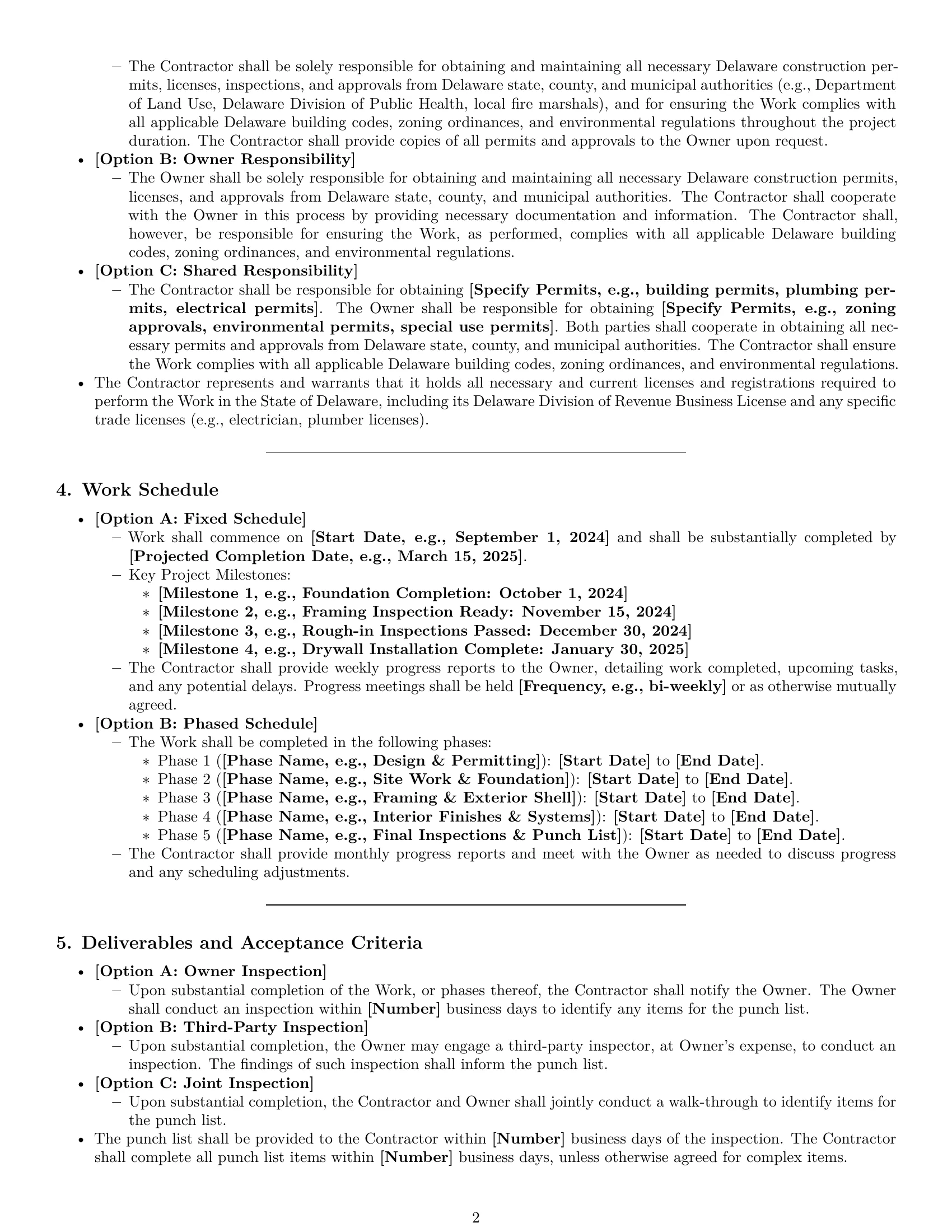 Preview page 2 of Pro Delaware construction service contract template