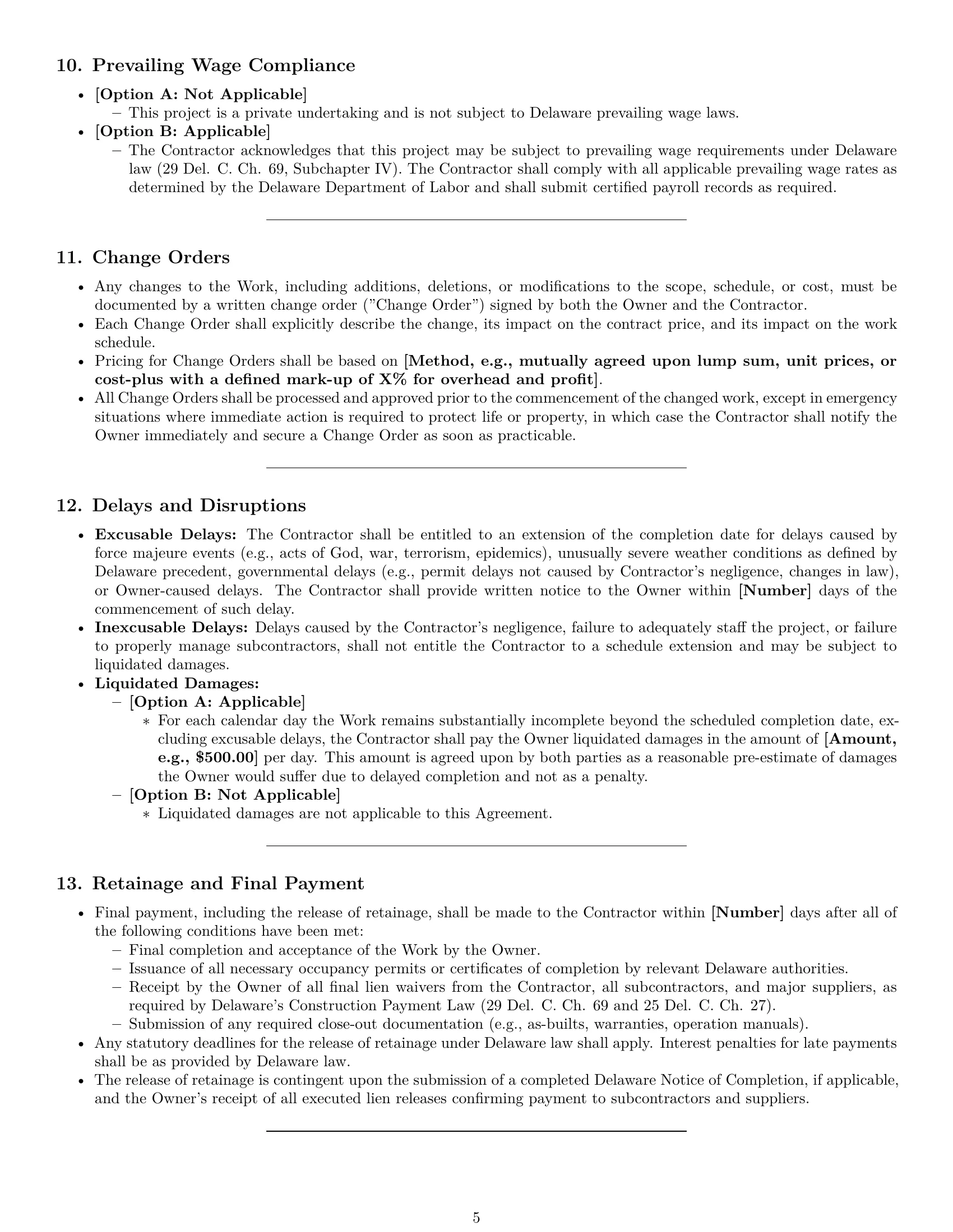 Preview page 5 of Pro Delaware construction service contract template