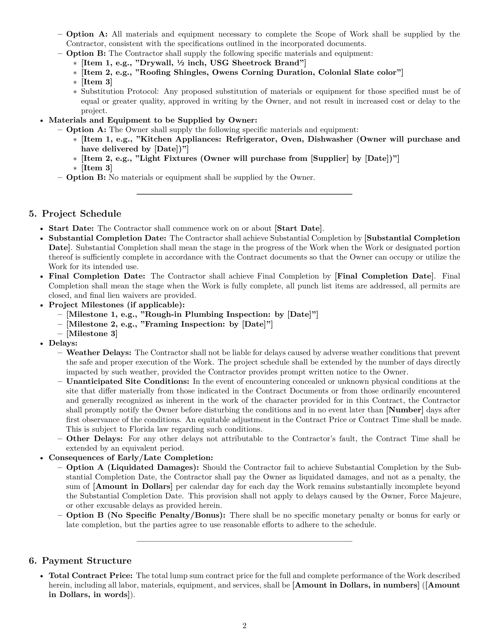 Preview page 2 of Pro Florida construction service contract template