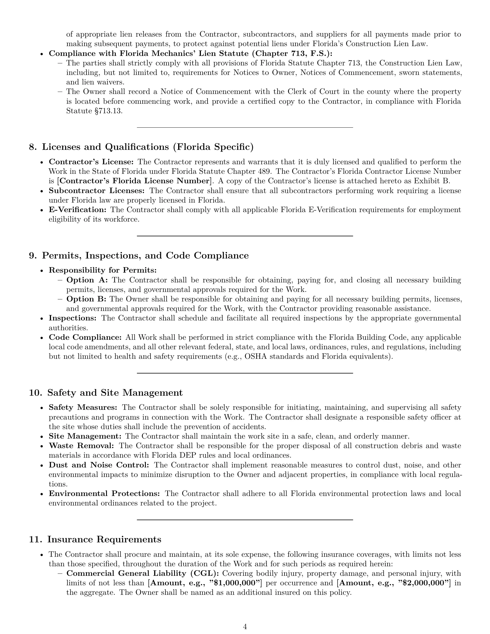 Preview page 4 of Pro Florida construction service contract template