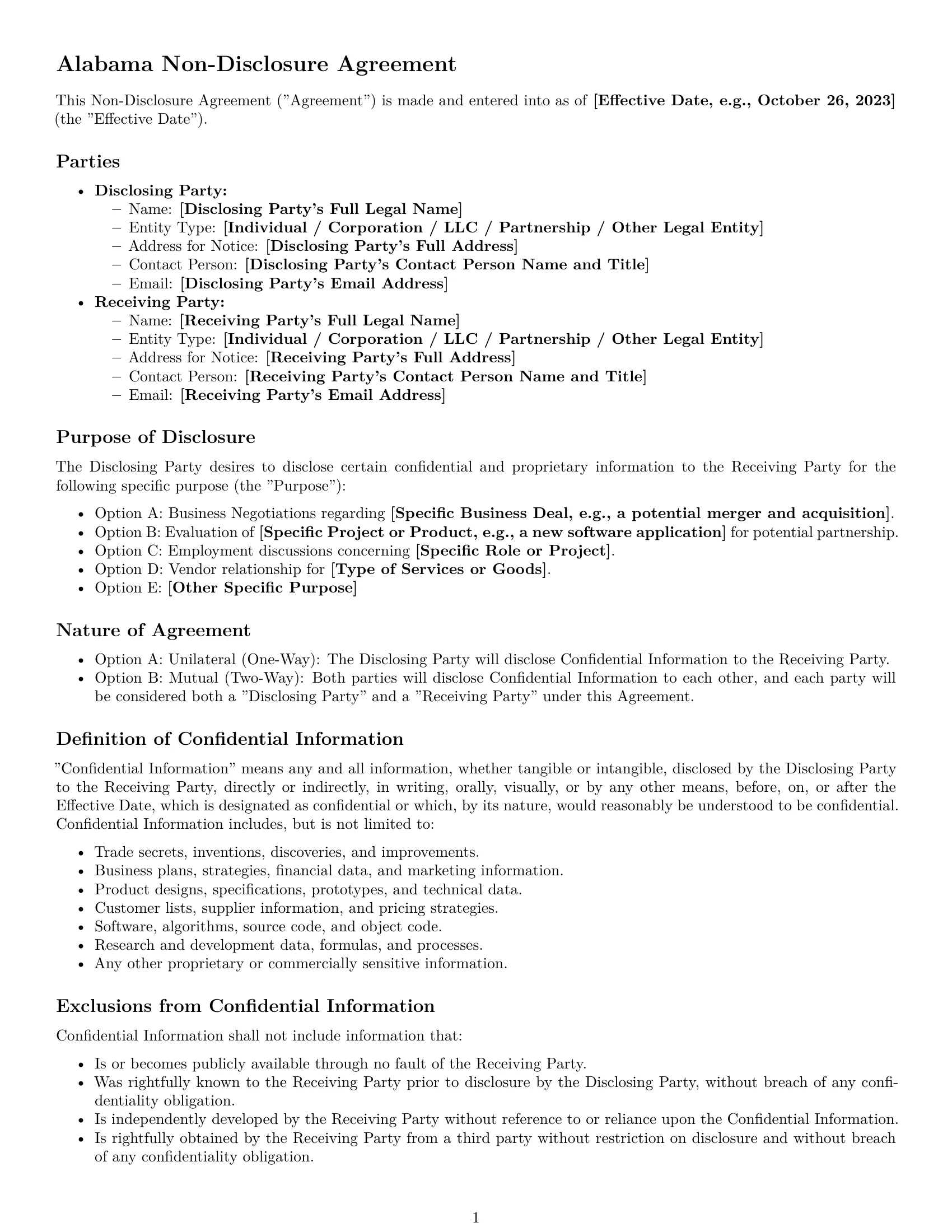 Preview page 1 of Pro Alabama nda template