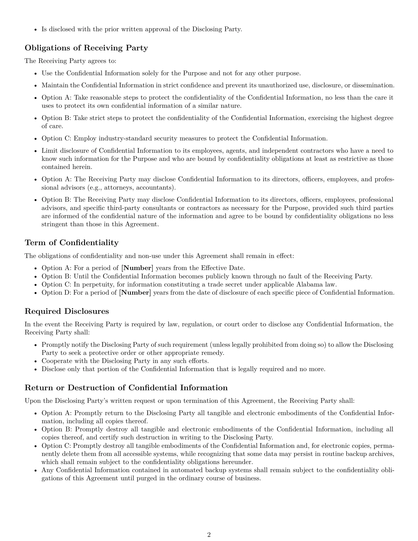 Preview page 2 of Pro Alabama nda template