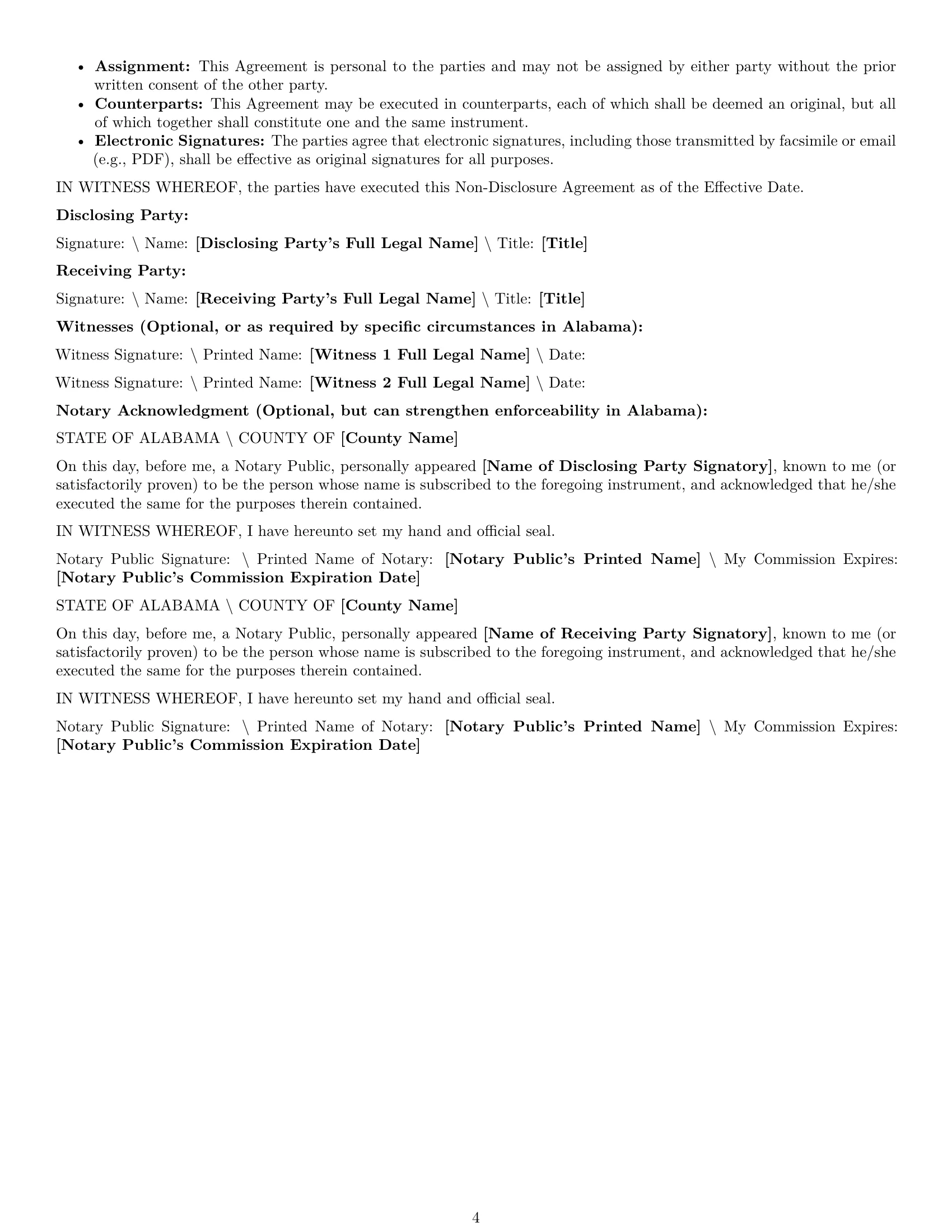 Preview page 4 of Pro Alabama nda template
