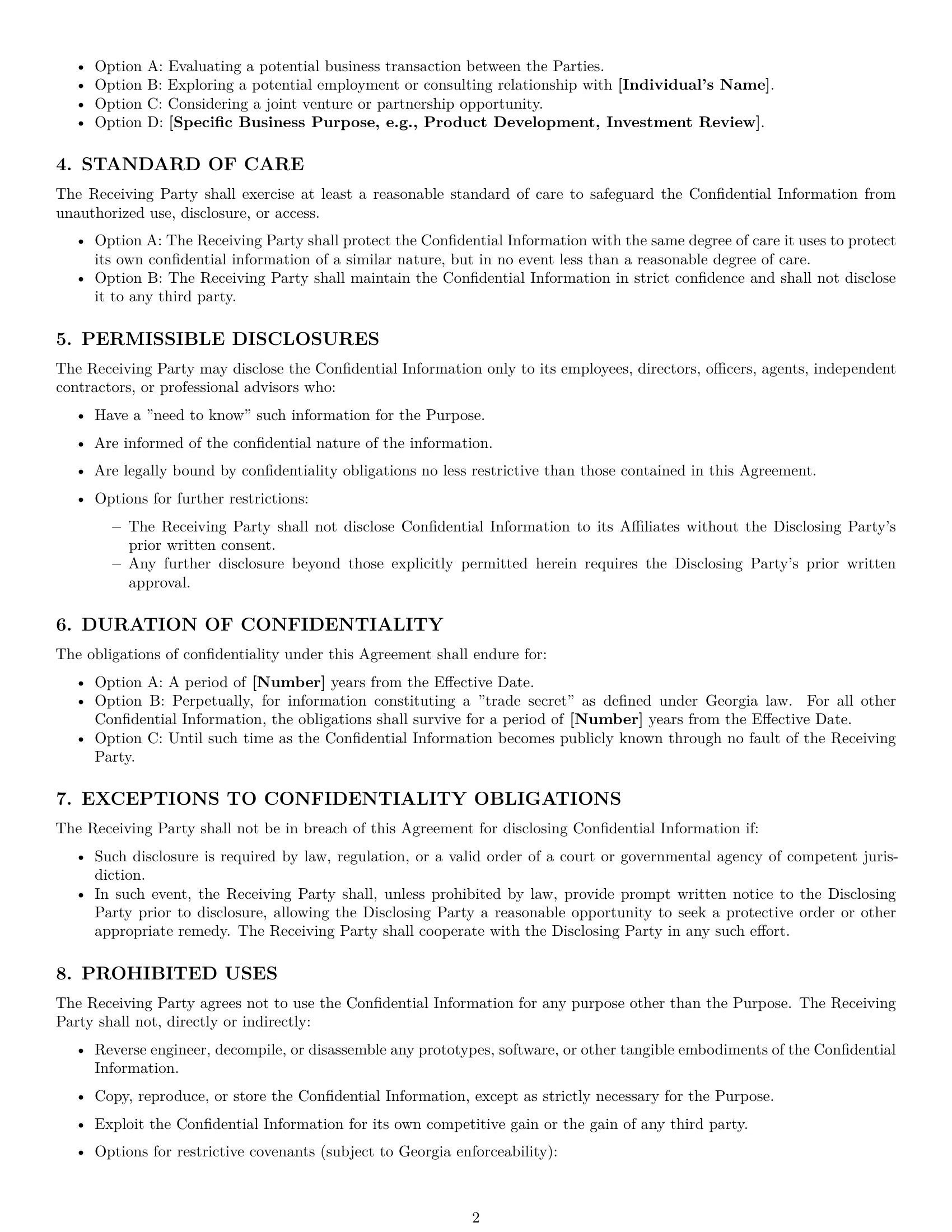 Preview page 2 of Pro Georgia nda template