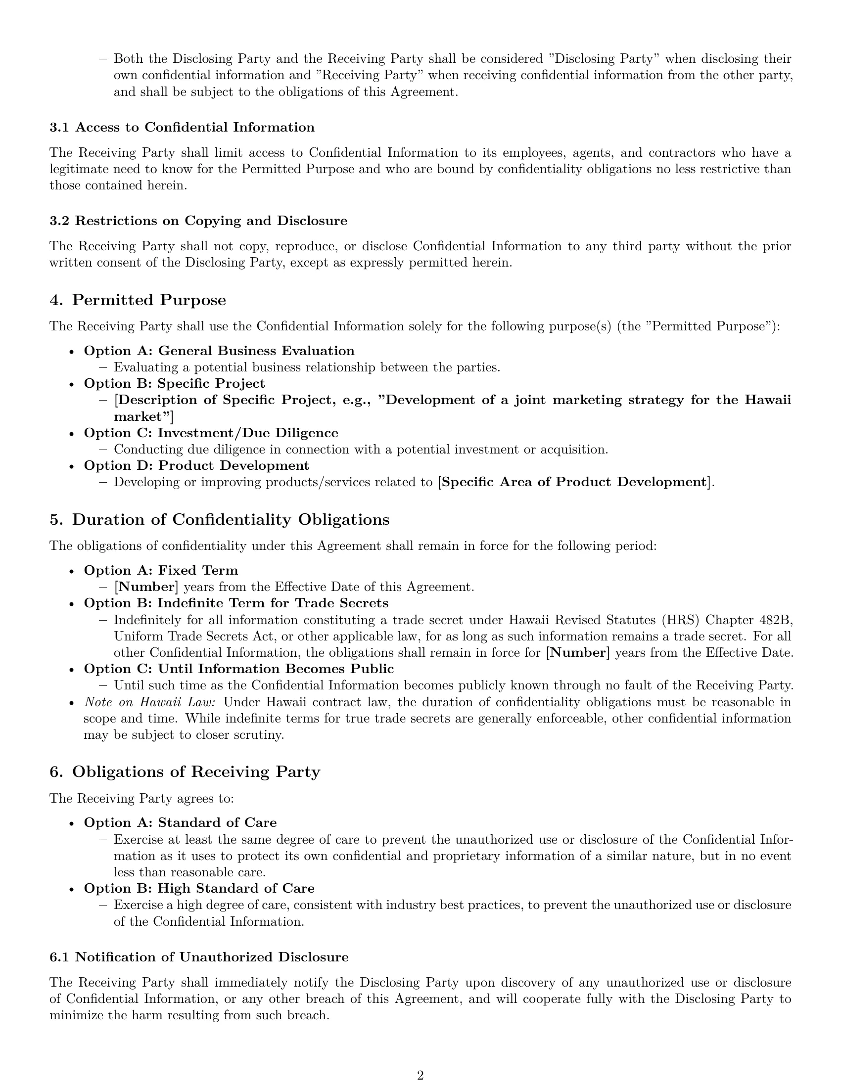 Preview page 2 of Pro Hawaii nda template