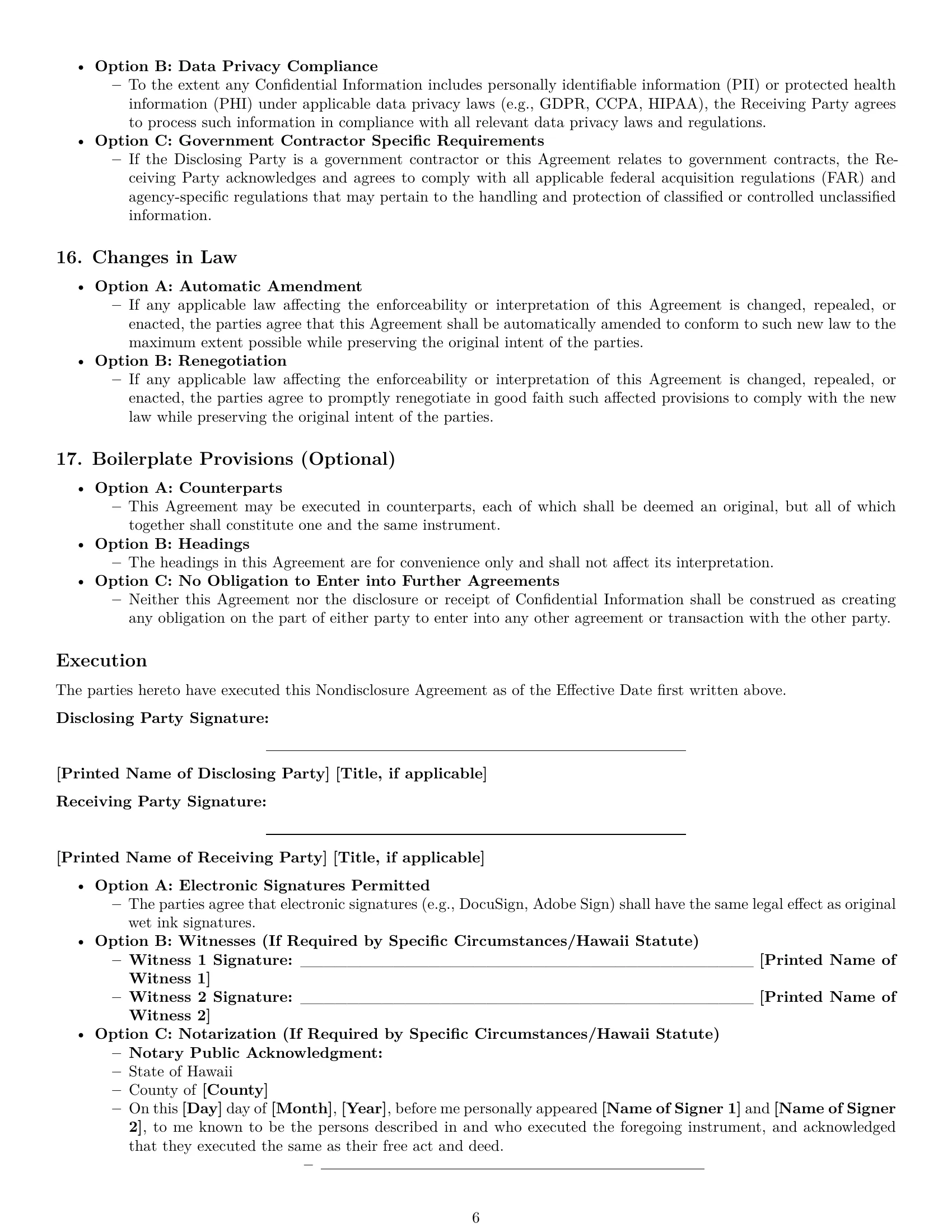 Preview page 6 of Pro Hawaii nda template
