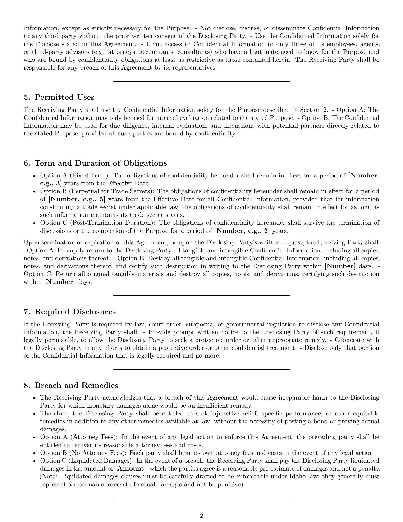 Preview page 2 of Pro Idaho nda template