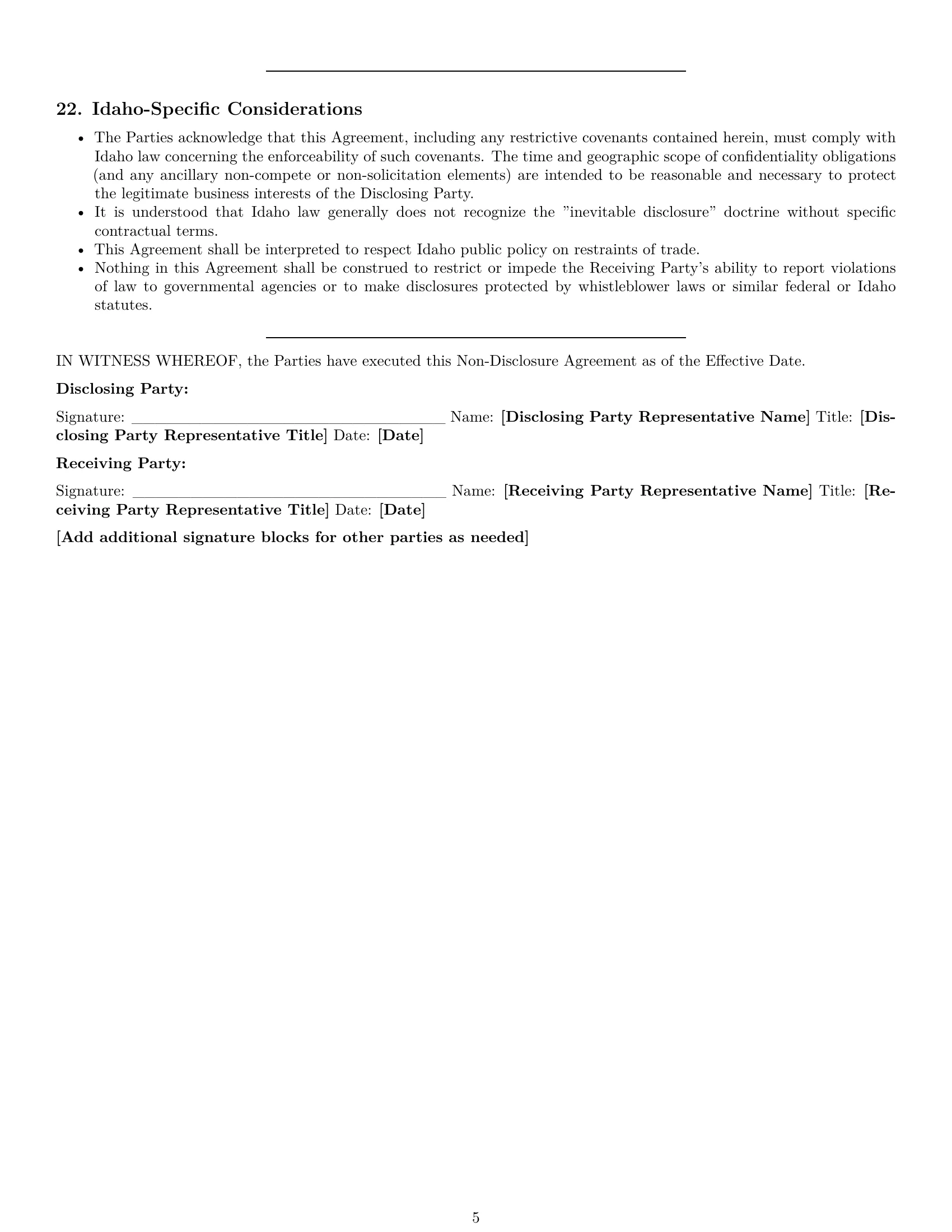 Preview page 5 of Pro Idaho nda template