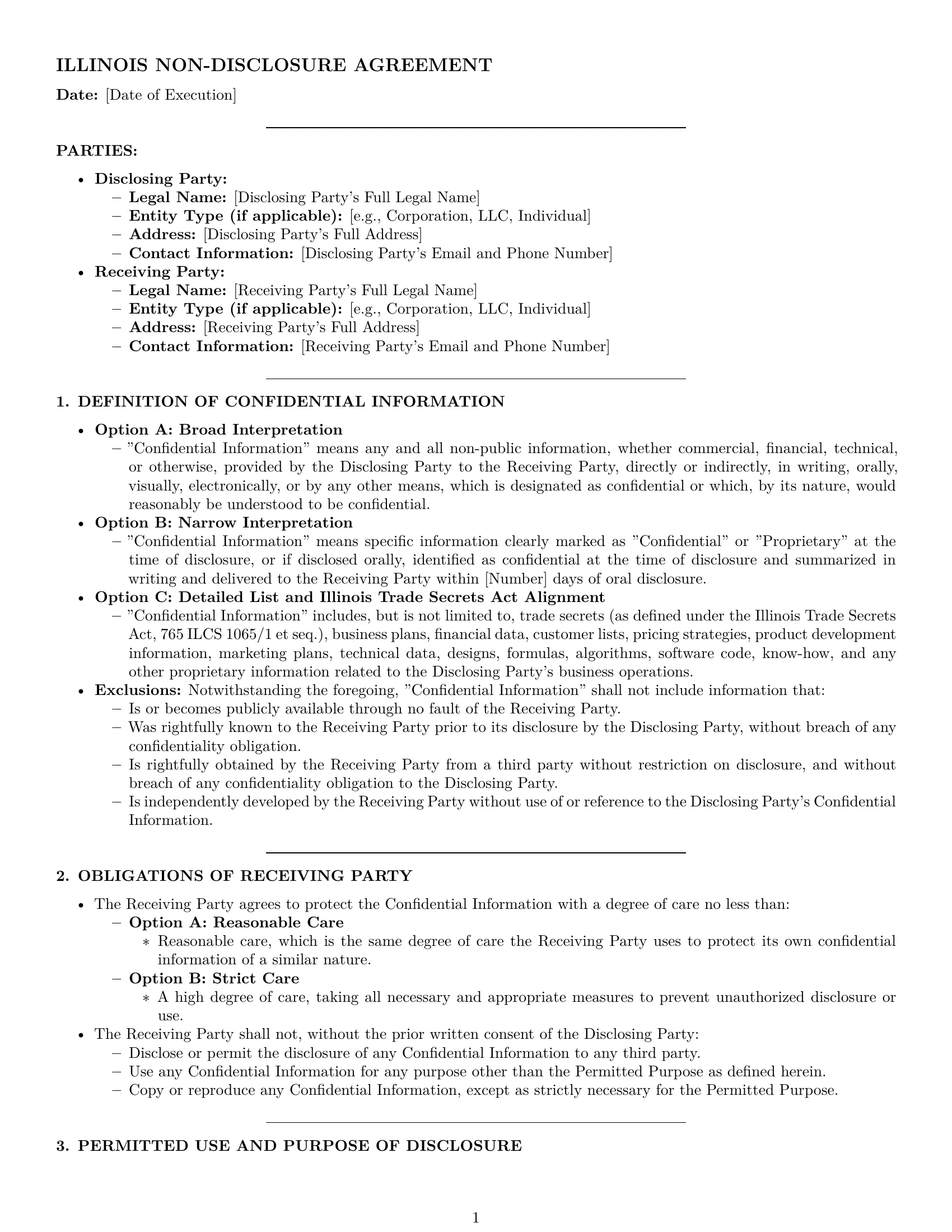 Preview page 1 of Pro Illinois nda template
