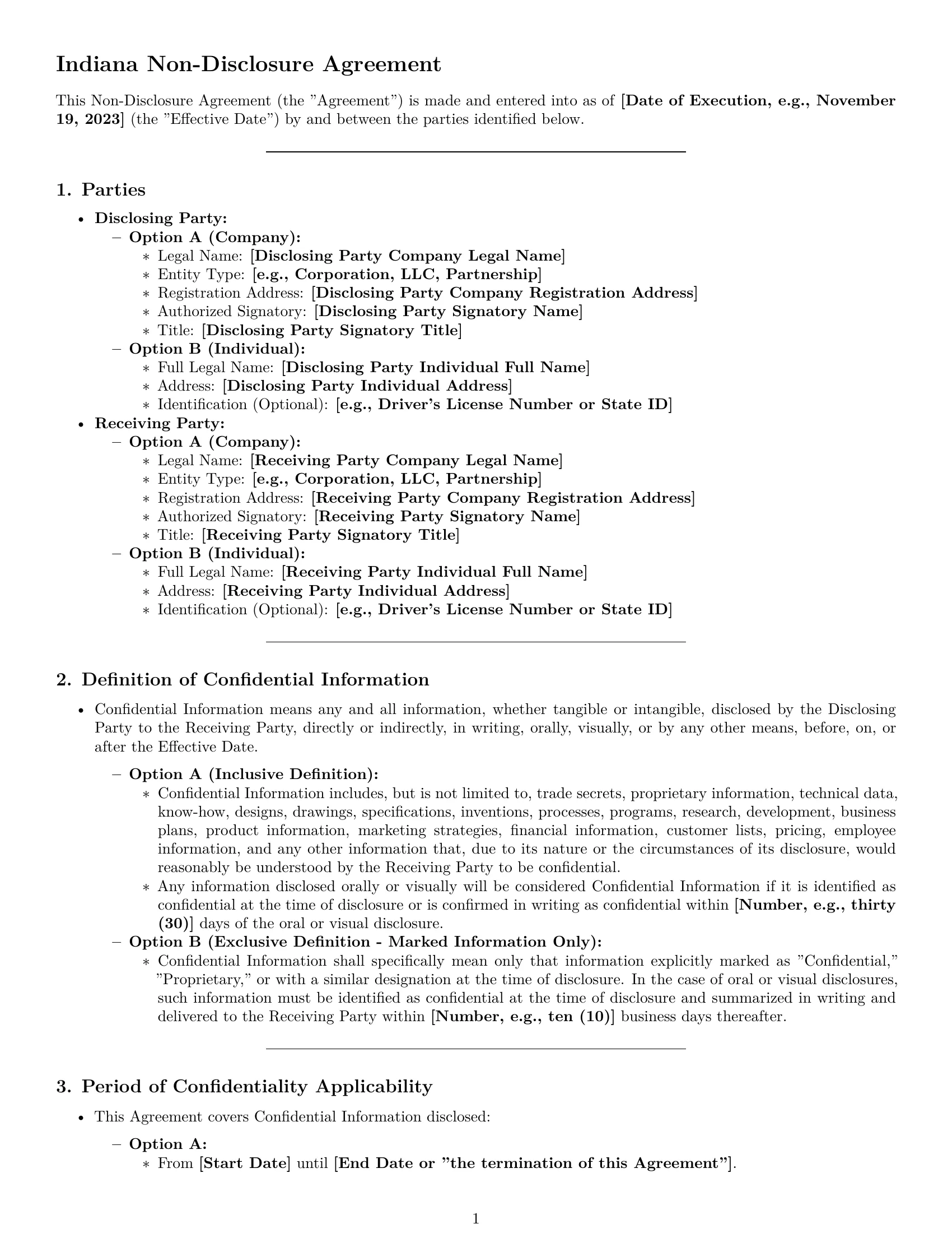 Preview page 1 of Pro Indiana nda template