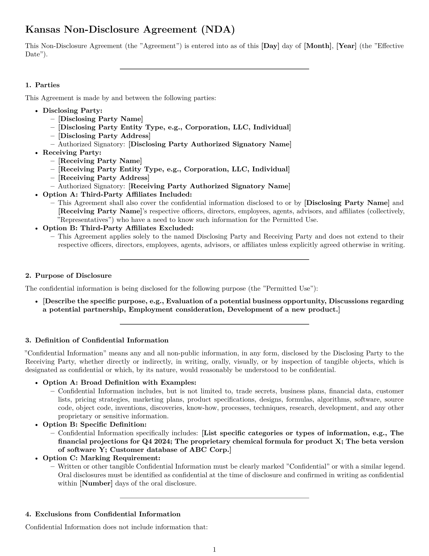 Preview page 1 of Pro Kansas nda template