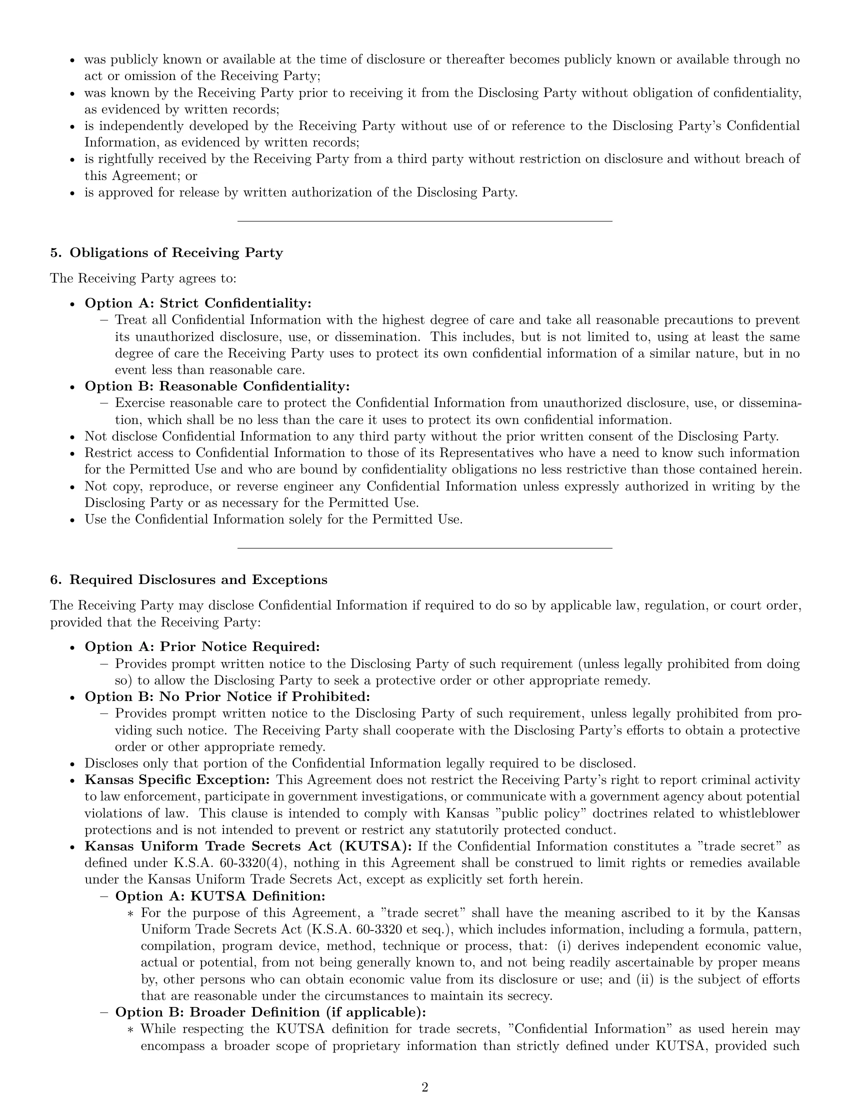 Preview page 2 of Pro Kansas nda template