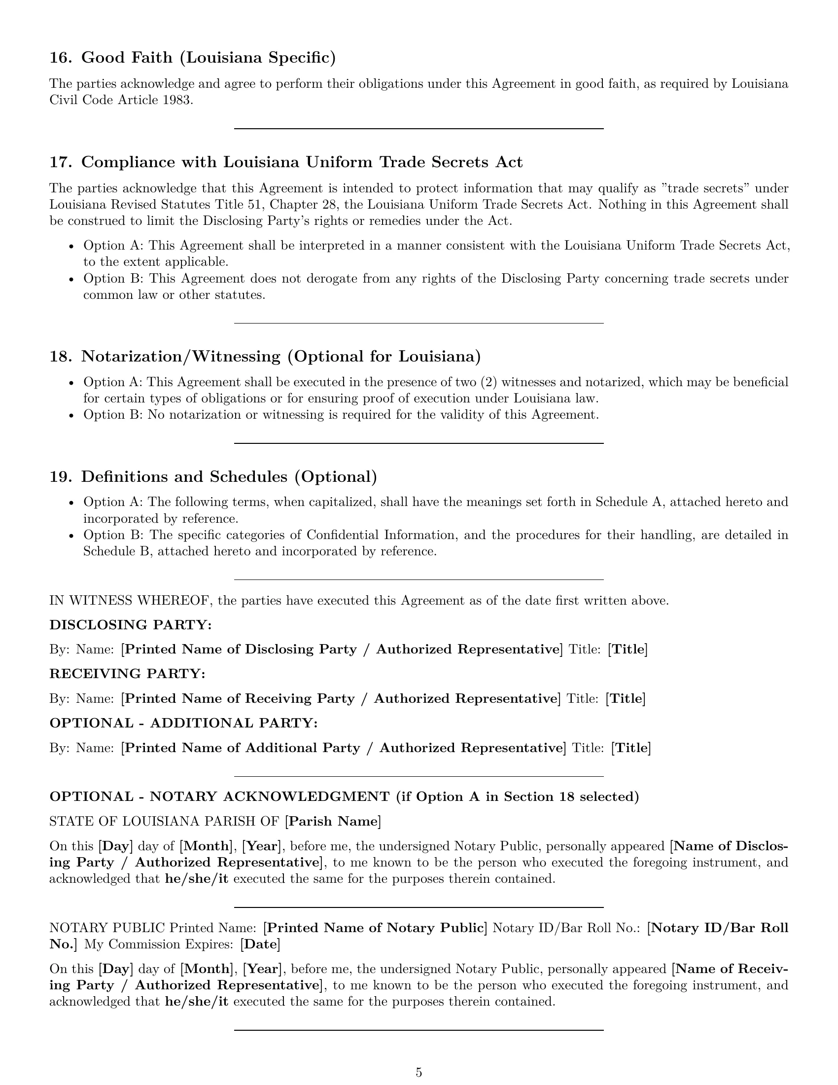 Preview page 5 of Pro Louisiana nda template