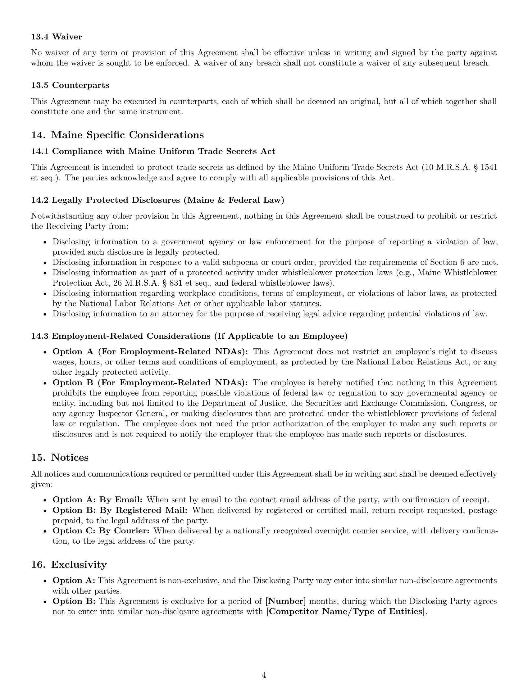 Preview page 4 of Pro Maine nda template