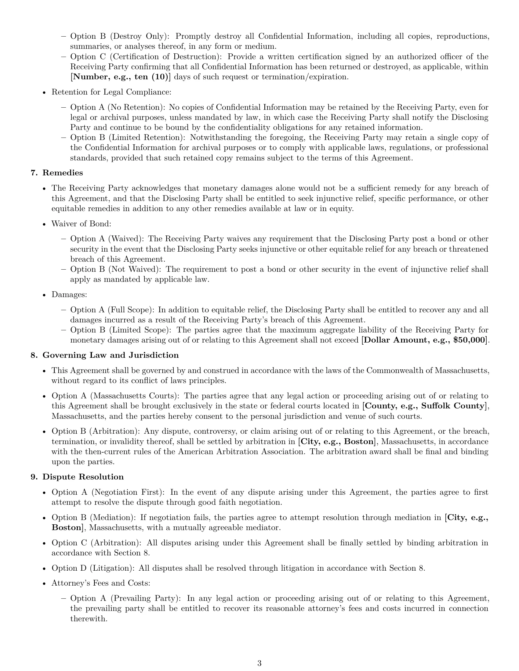 Preview page 3 of Pro Massachusetts nda template