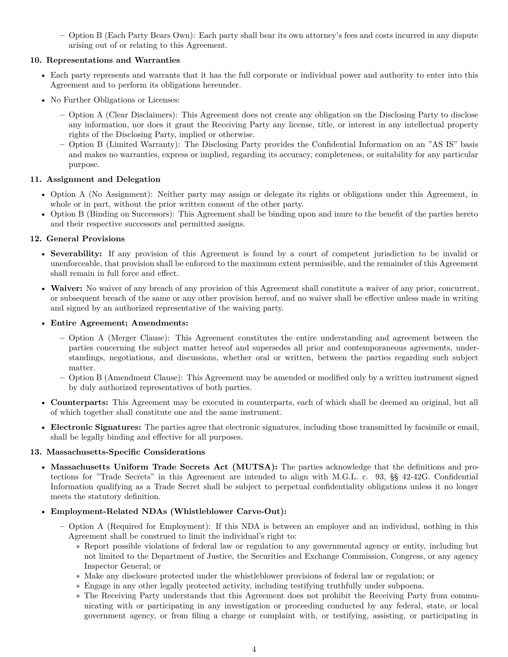 Preview page 4 of Pro Massachusetts nda template