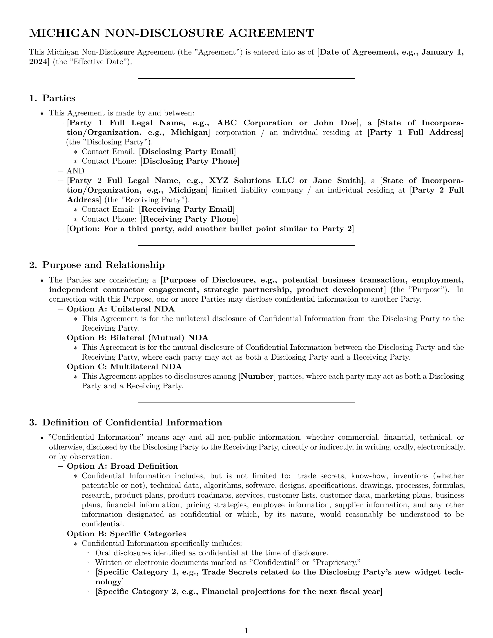 Preview page 1 of Pro Michigan nda template