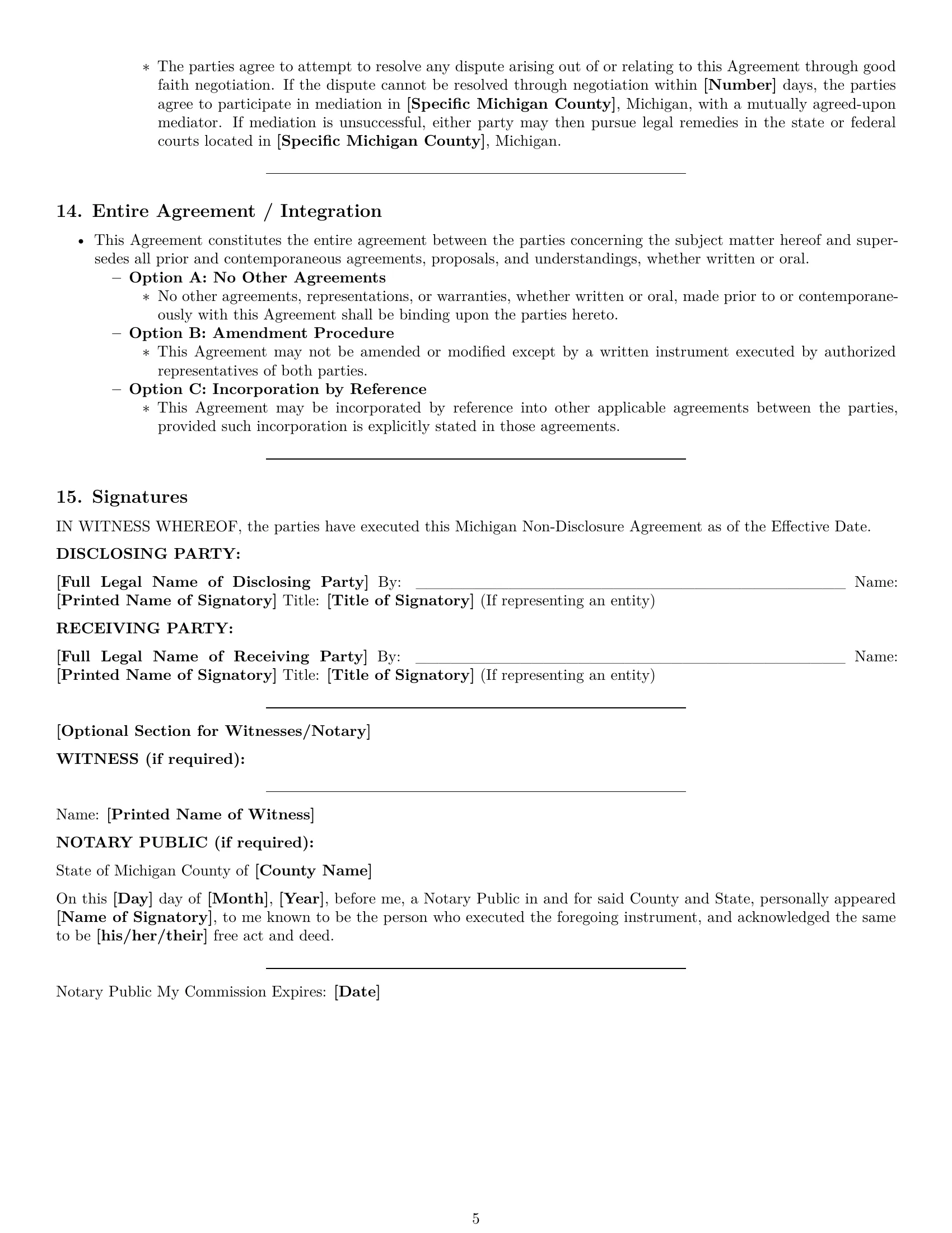 Preview page 5 of Pro Michigan nda template
