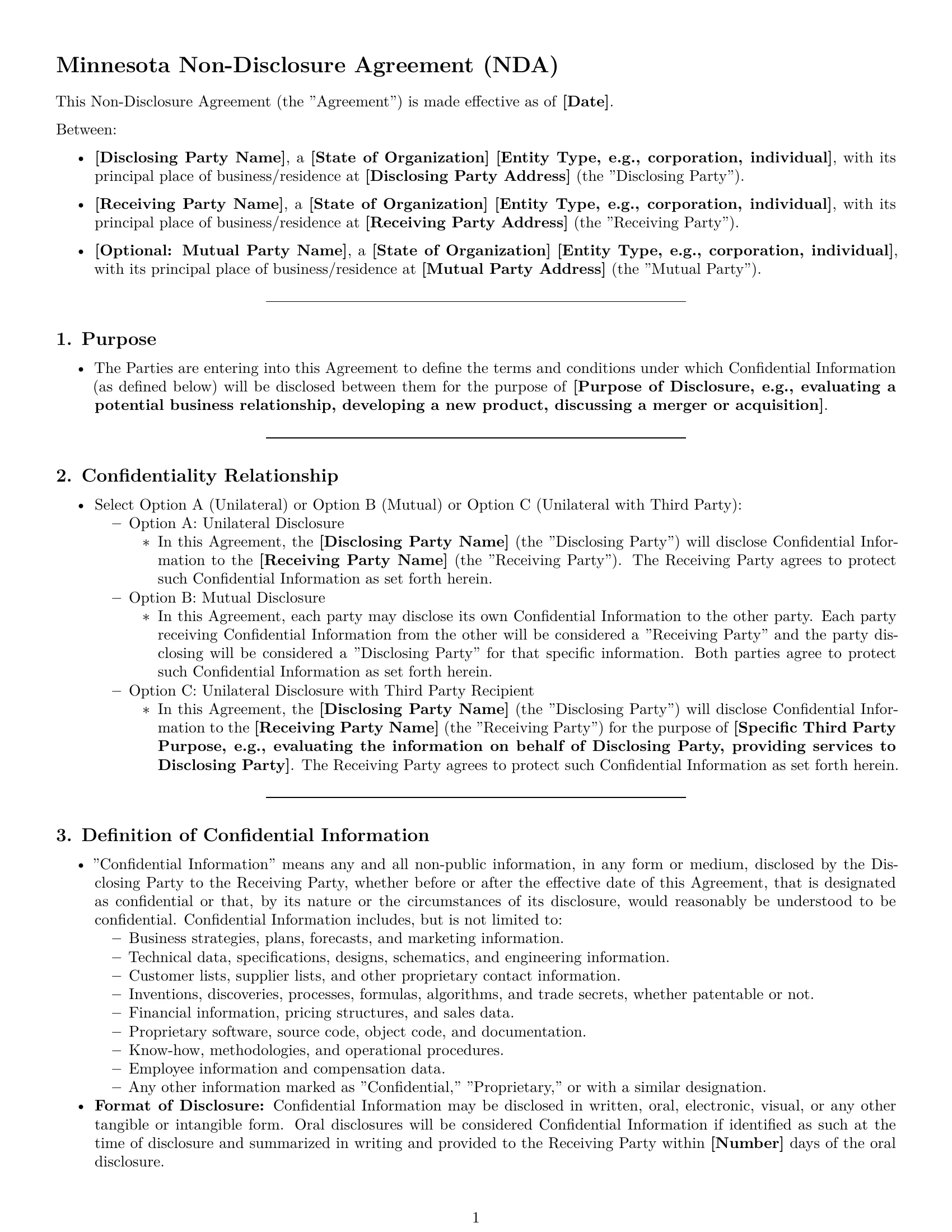 Preview page 1 of Pro Minnesota nda template