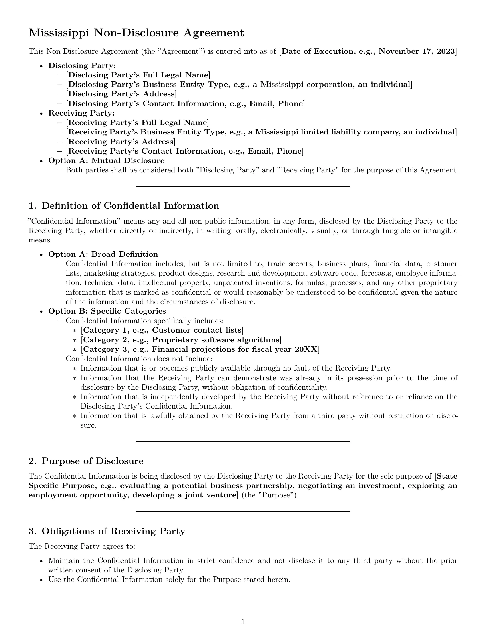 Preview page 1 of Pro Mississippi nda template