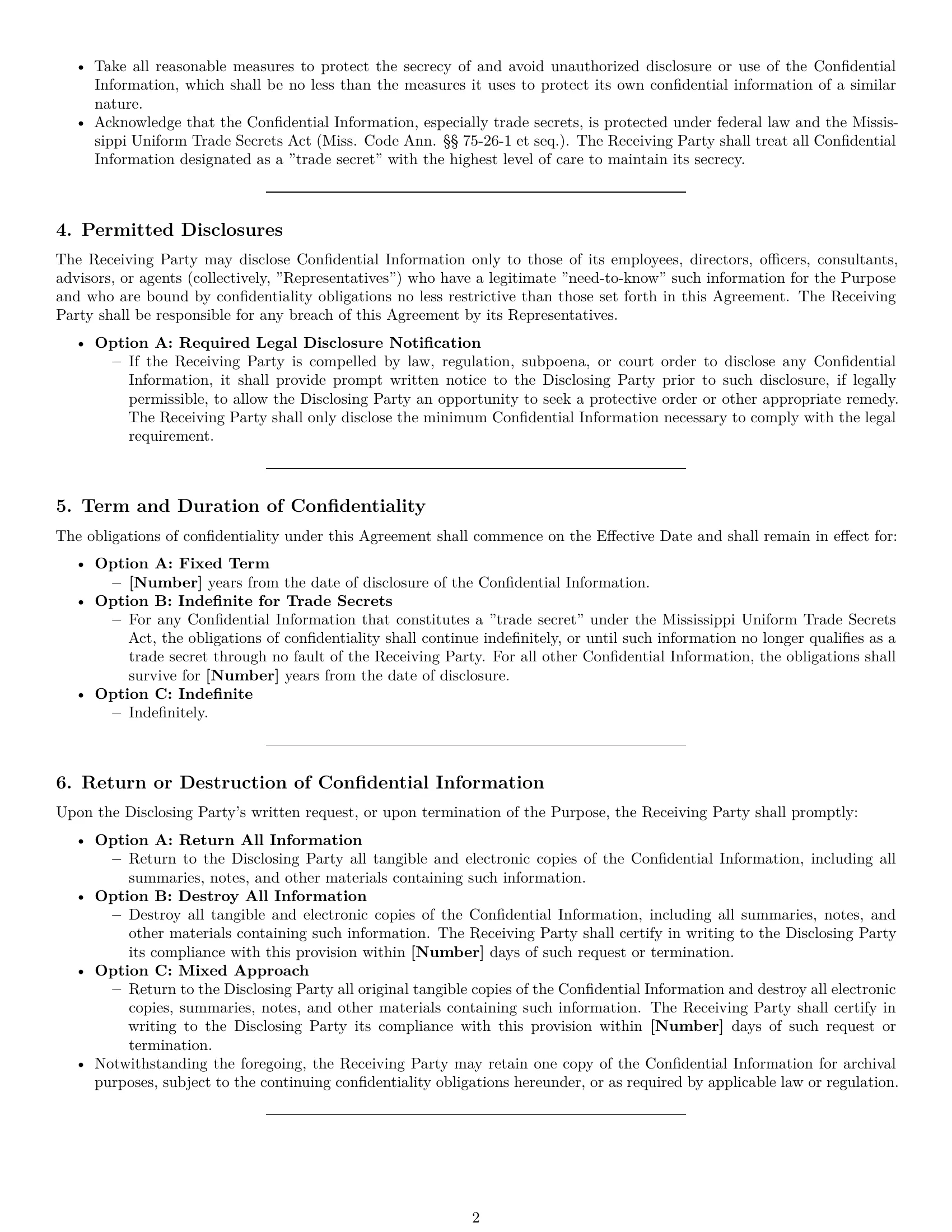 Preview page 2 of Pro Mississippi nda template