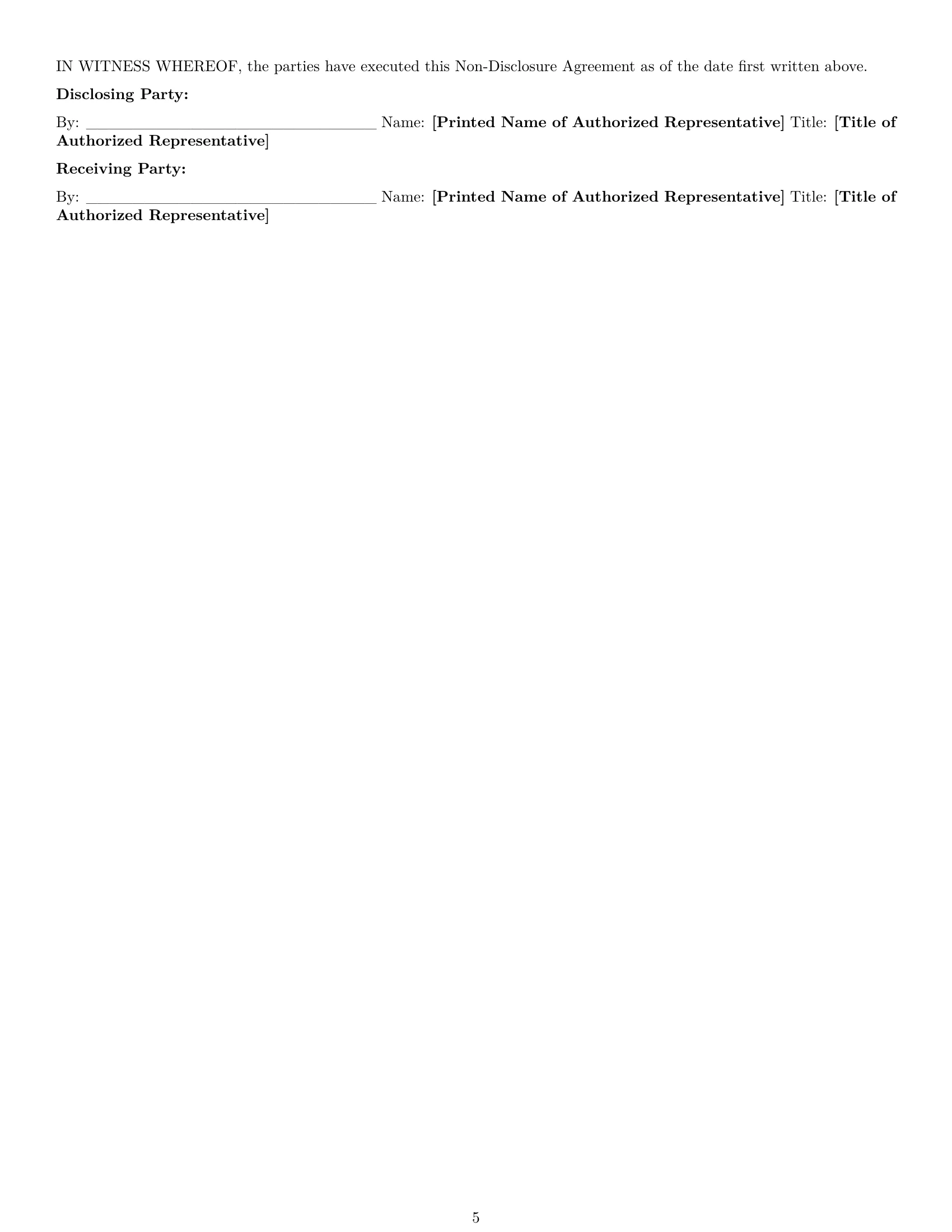 Preview page 5 of Pro Mississippi nda template