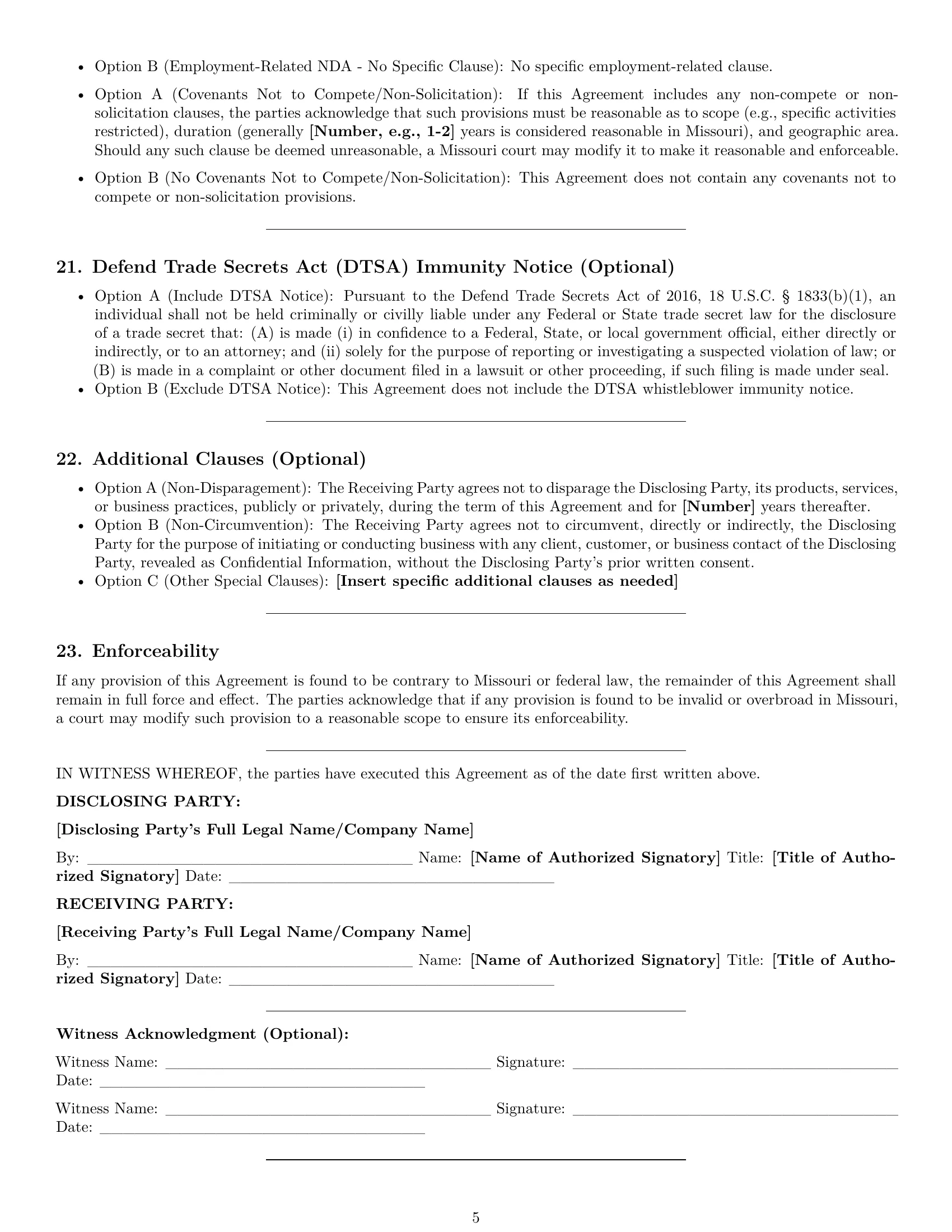 Preview page 5 of Pro Missouri nda template