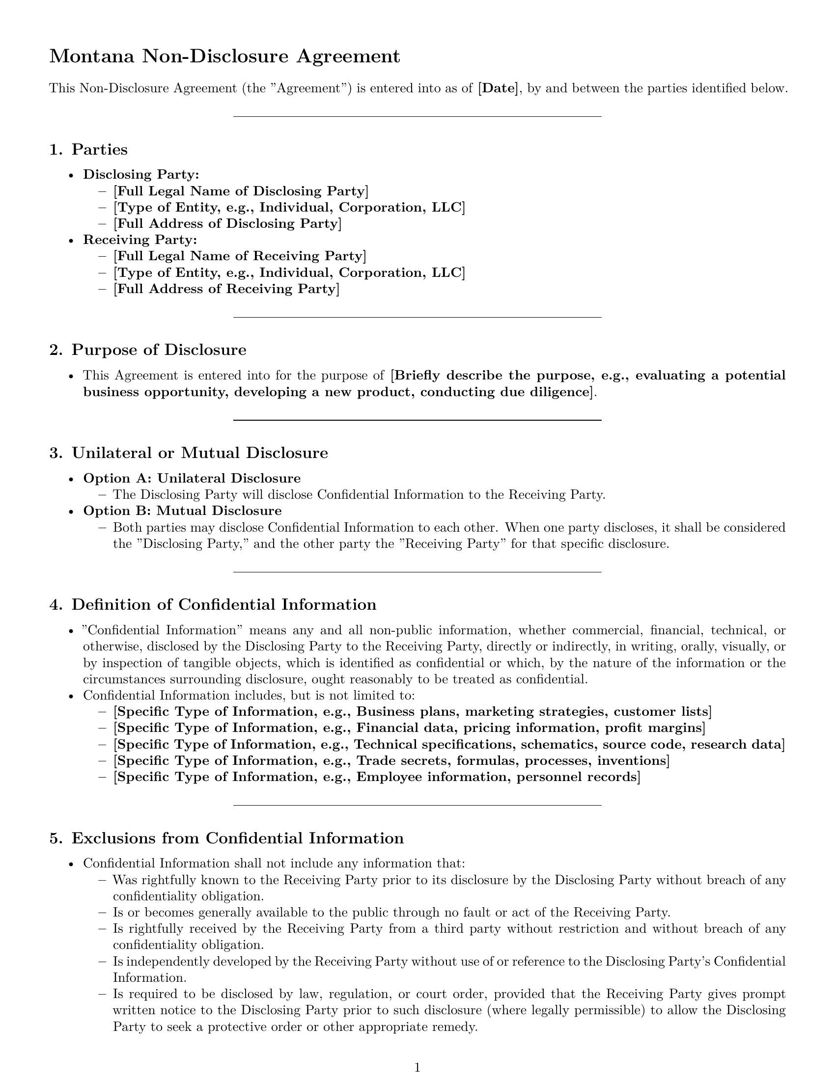 Preview page 1 of Pro Montana nda template