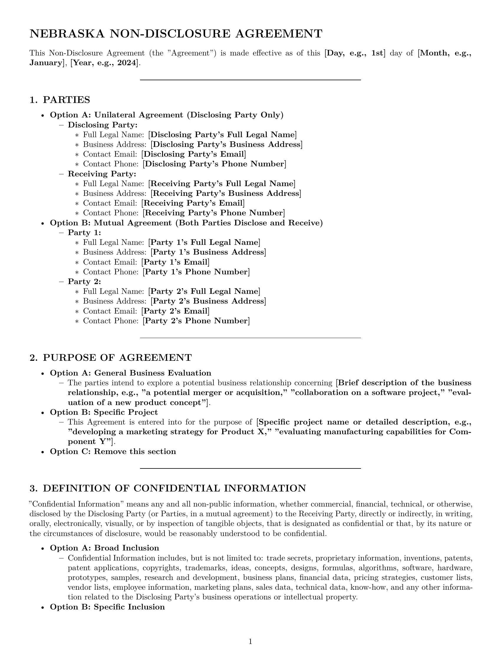 Preview page 1 of Pro Nebraska nda template