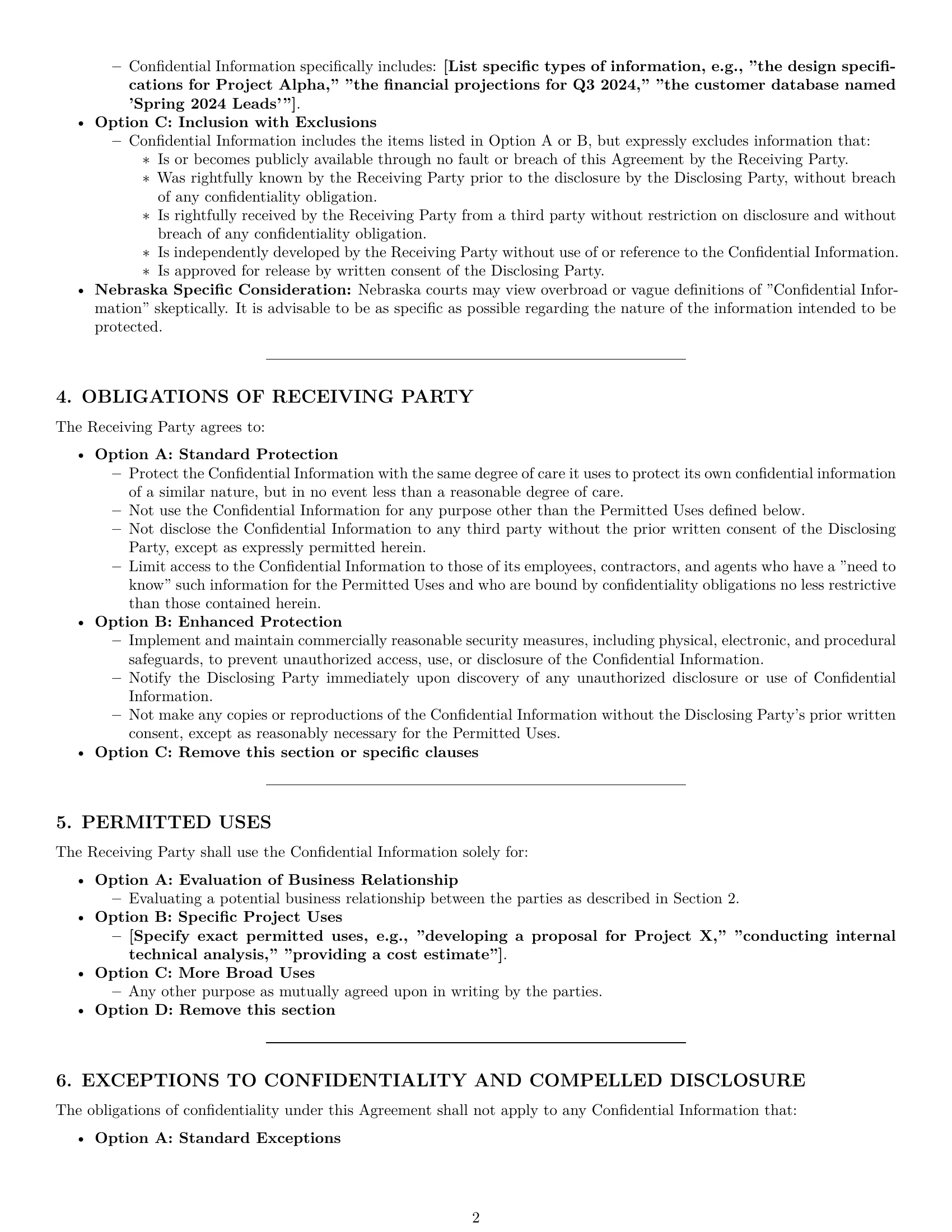 Preview page 2 of Pro Nebraska nda template