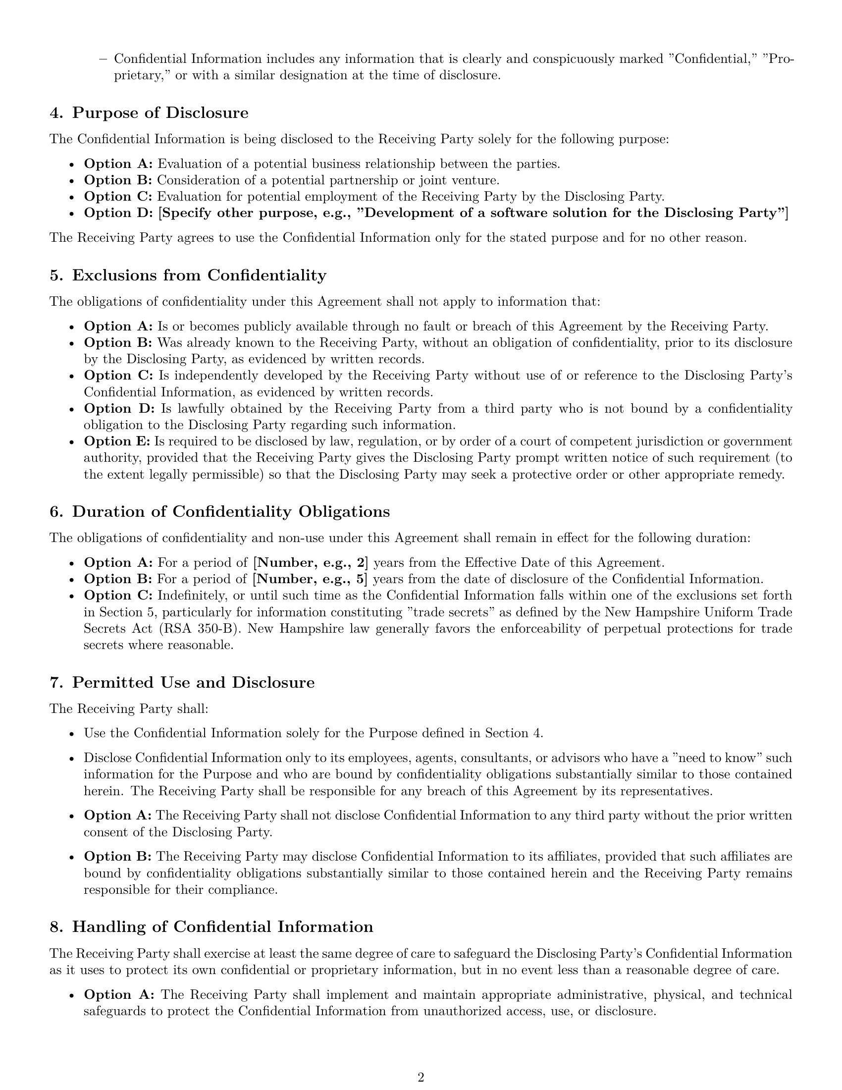 Preview page 2 of Pro New Hampshire nda template