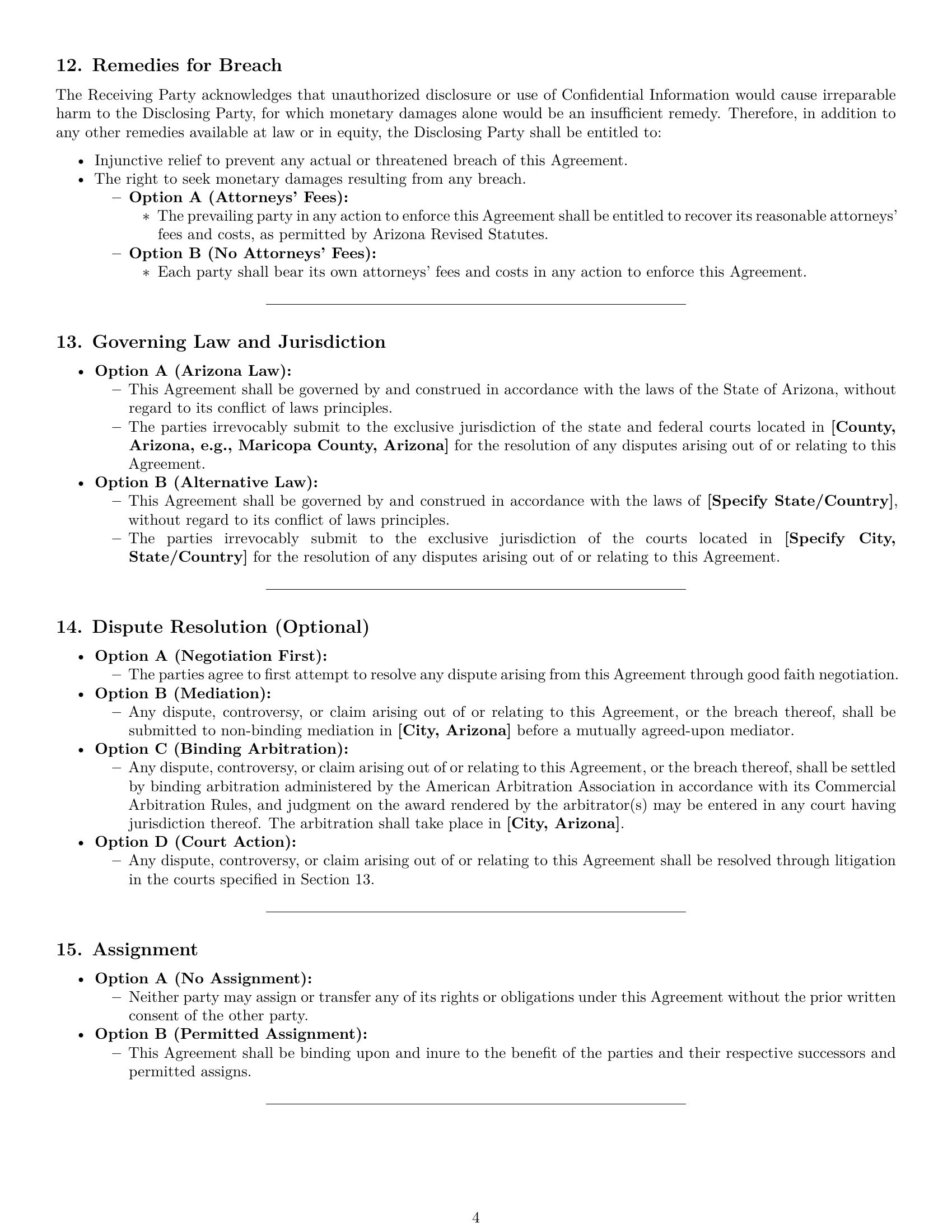 Preview page 4 of Pro Arizona nda template