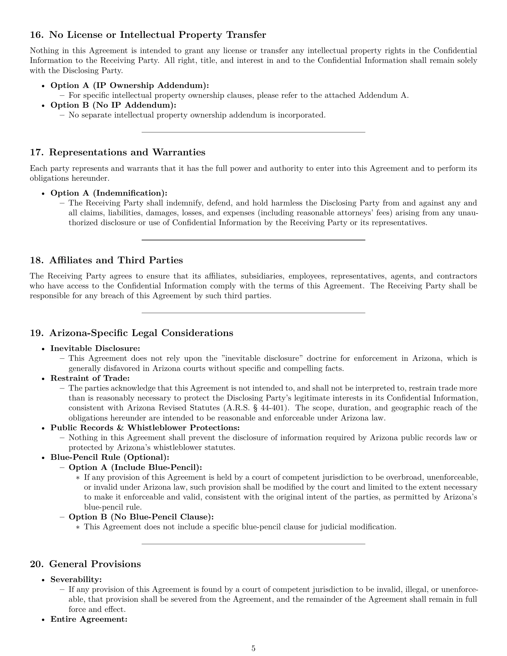 Preview page 5 of Pro Arizona nda template
