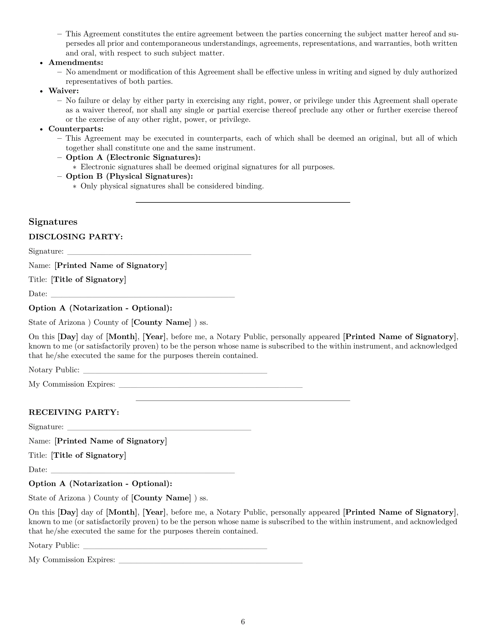 Preview page 6 of Pro Arizona nda template