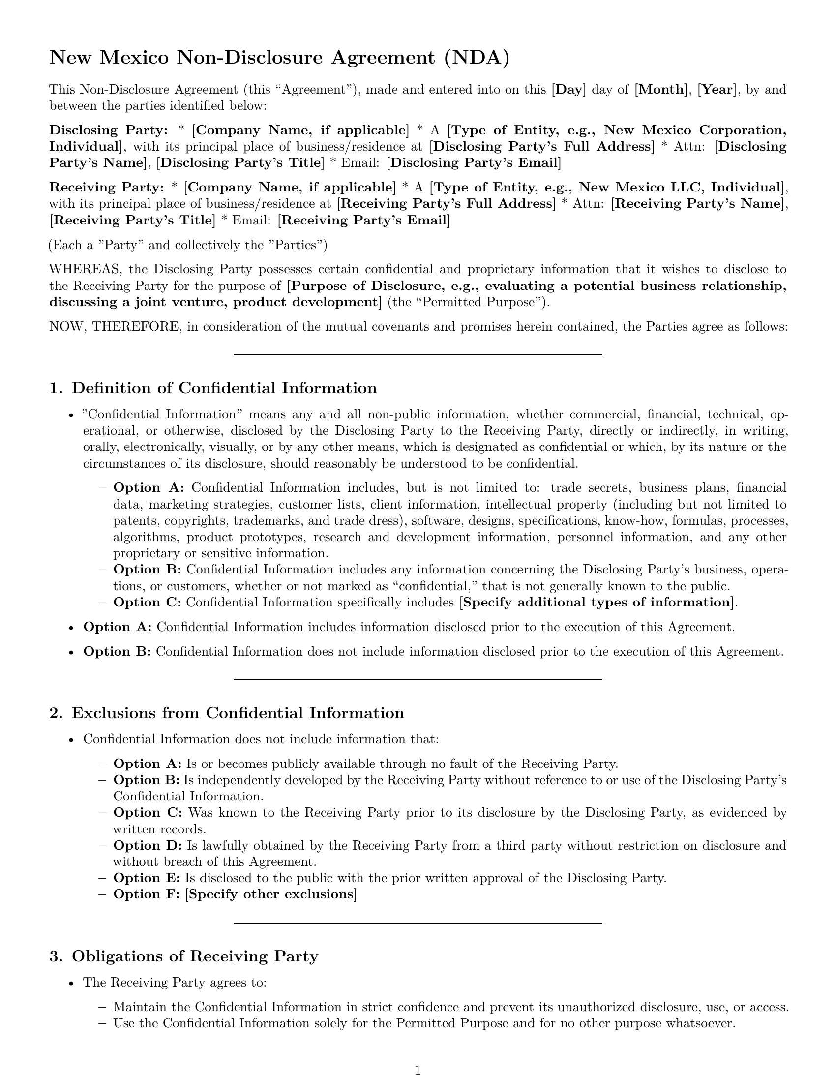 Preview page 1 of Pro New Mexico nda template