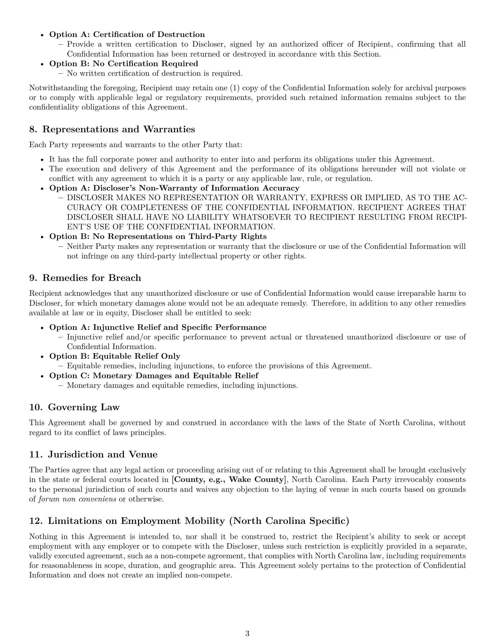 Preview page 3 of Pro North Carolina nda template