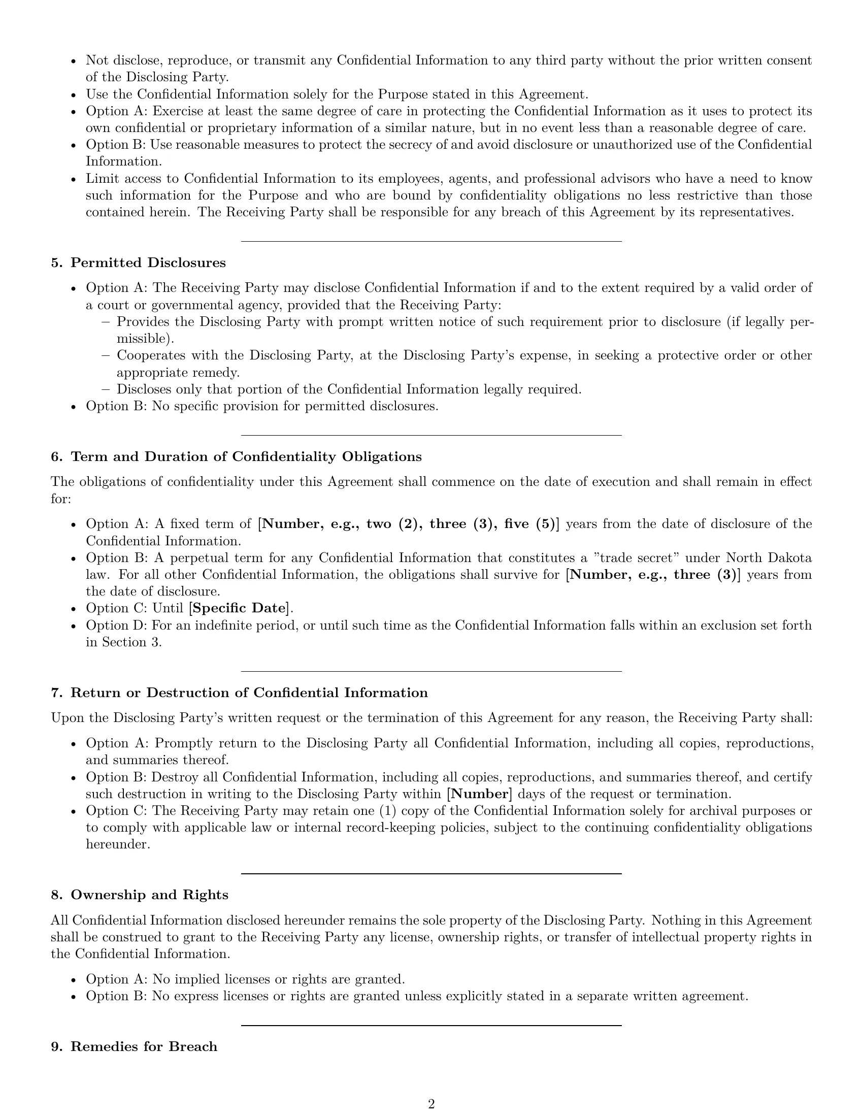 Preview page 2 of Pro North Dakota nda template