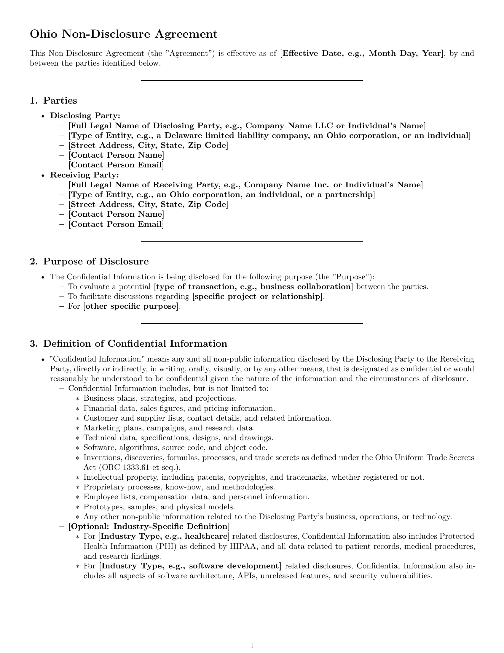 Preview page 1 of Pro Ohio nda template