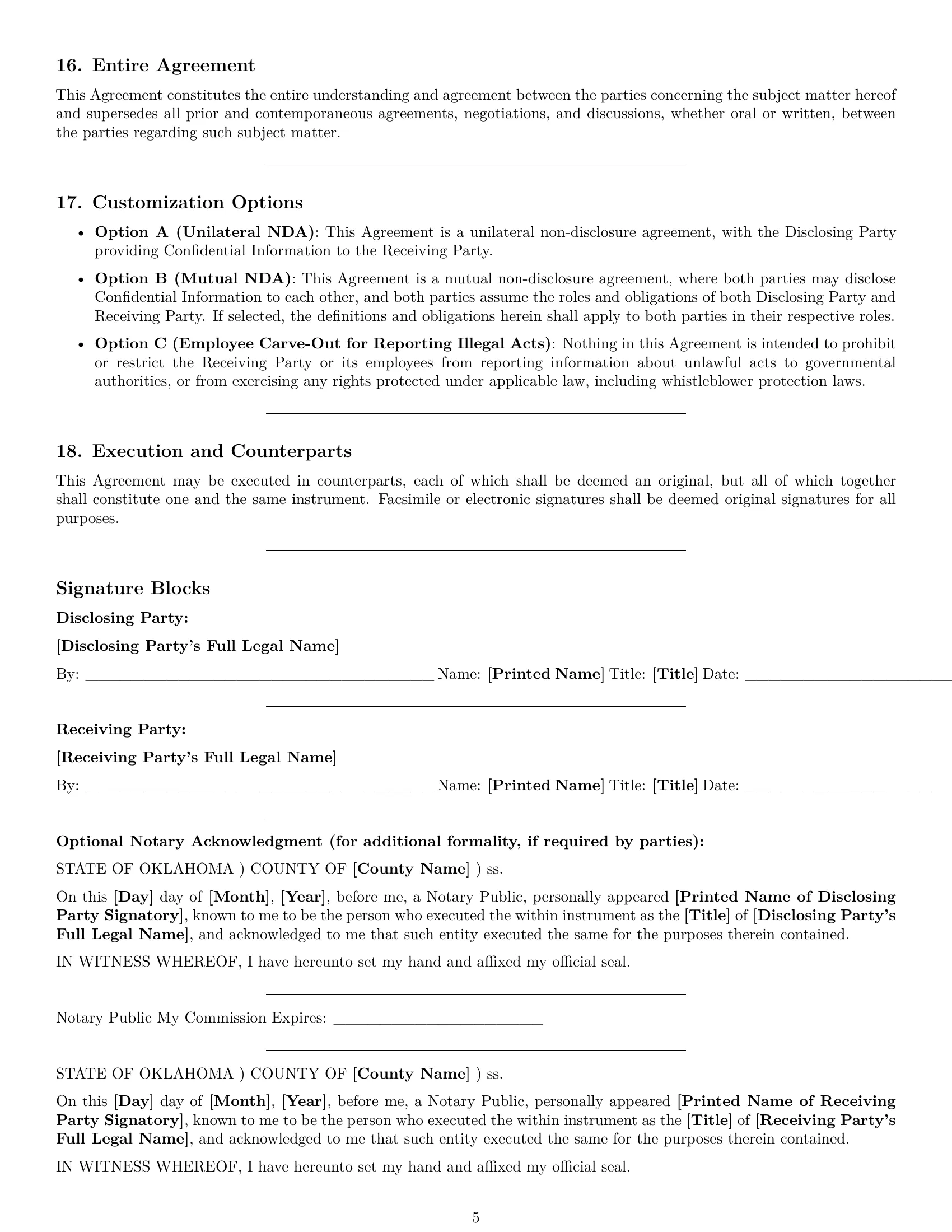 Preview page 5 of Pro Oklahoma nda template