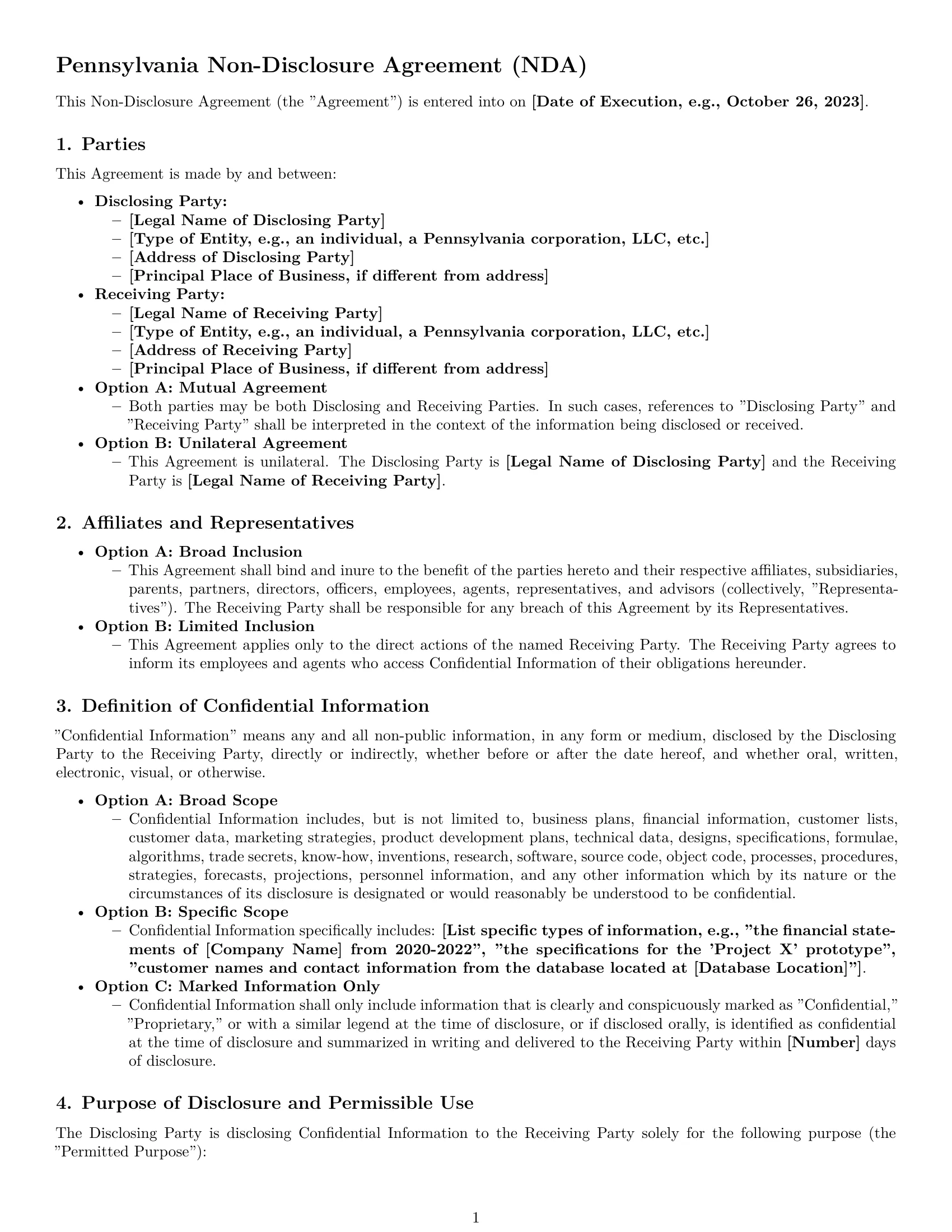 Preview page 1 of Pro Pennsylvania nda template