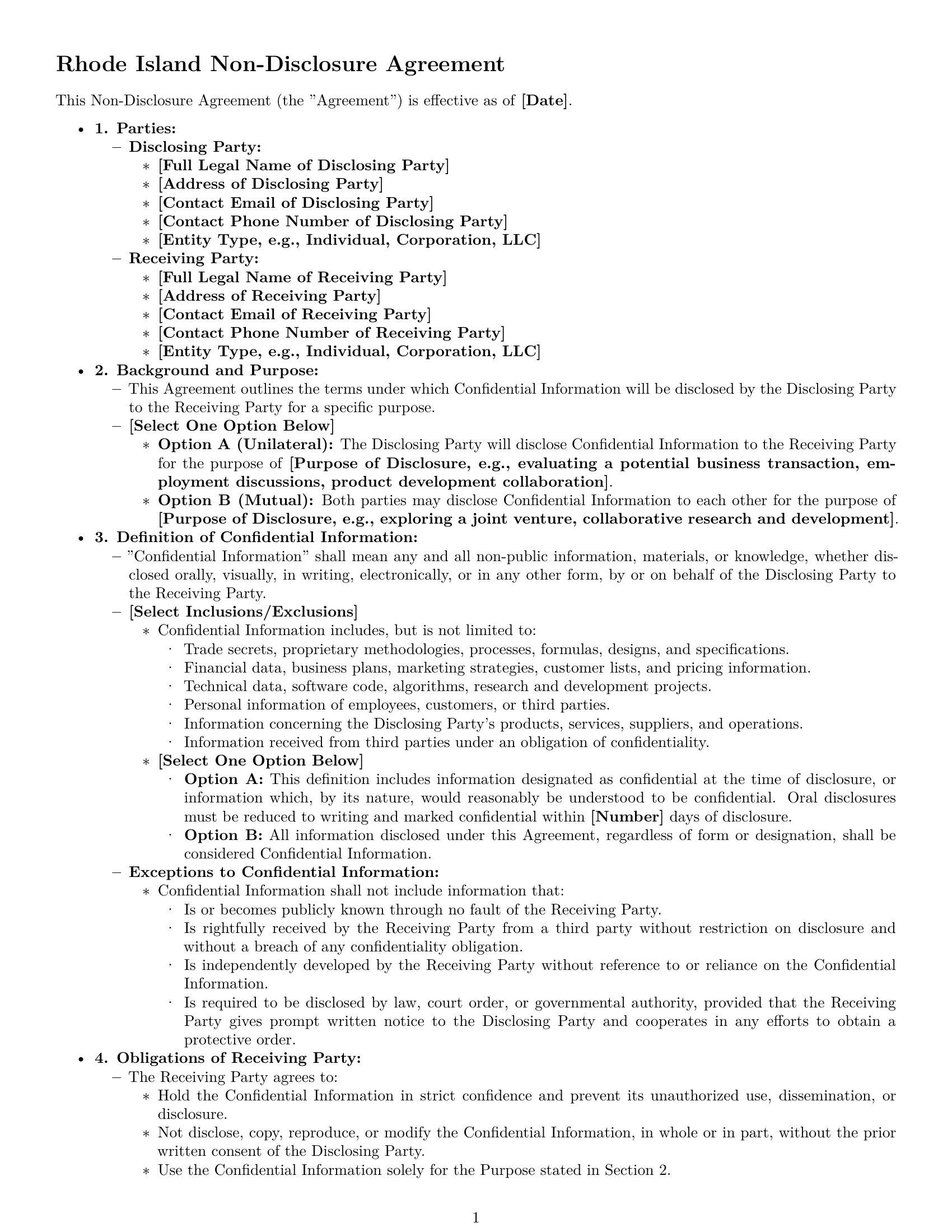 Preview page 1 of Pro Rhode Island nda template