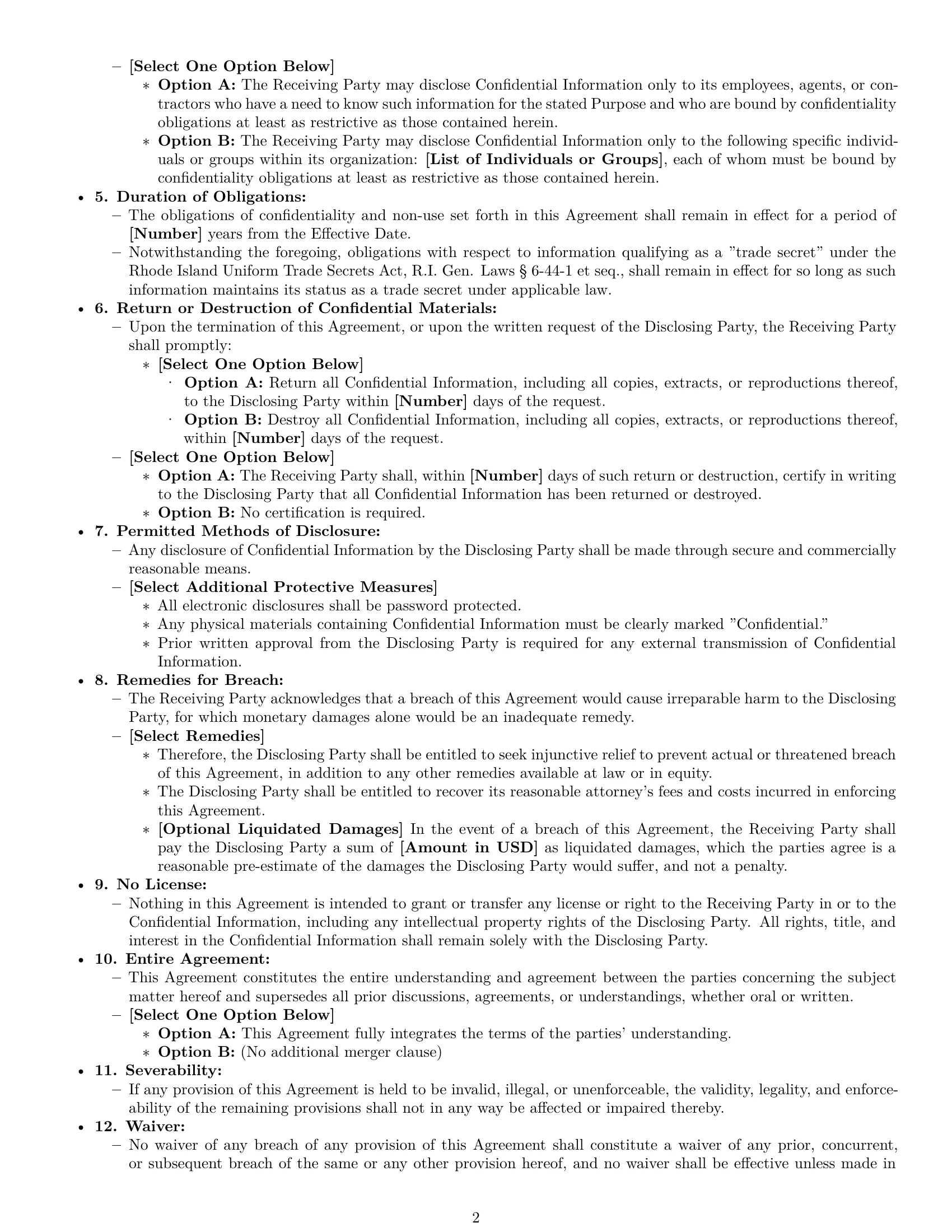 Preview page 2 of Pro Rhode Island nda template