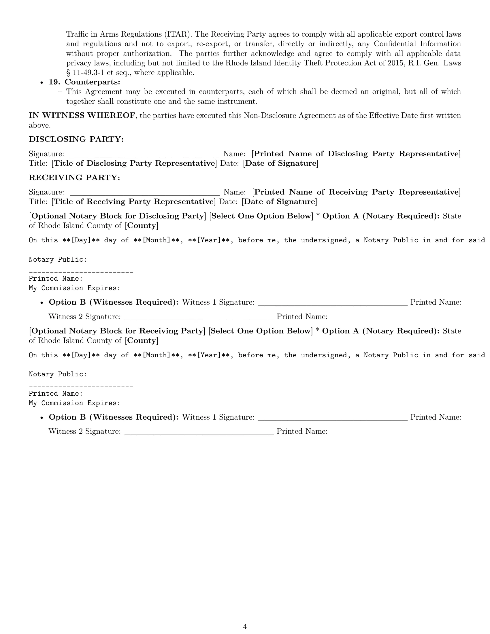 Preview page 4 of Pro Rhode Island nda template