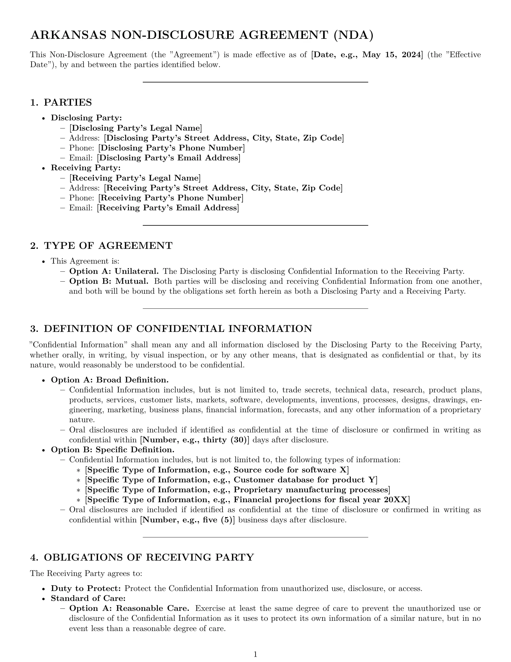 Preview page 1 of Pro Arkansas nda template