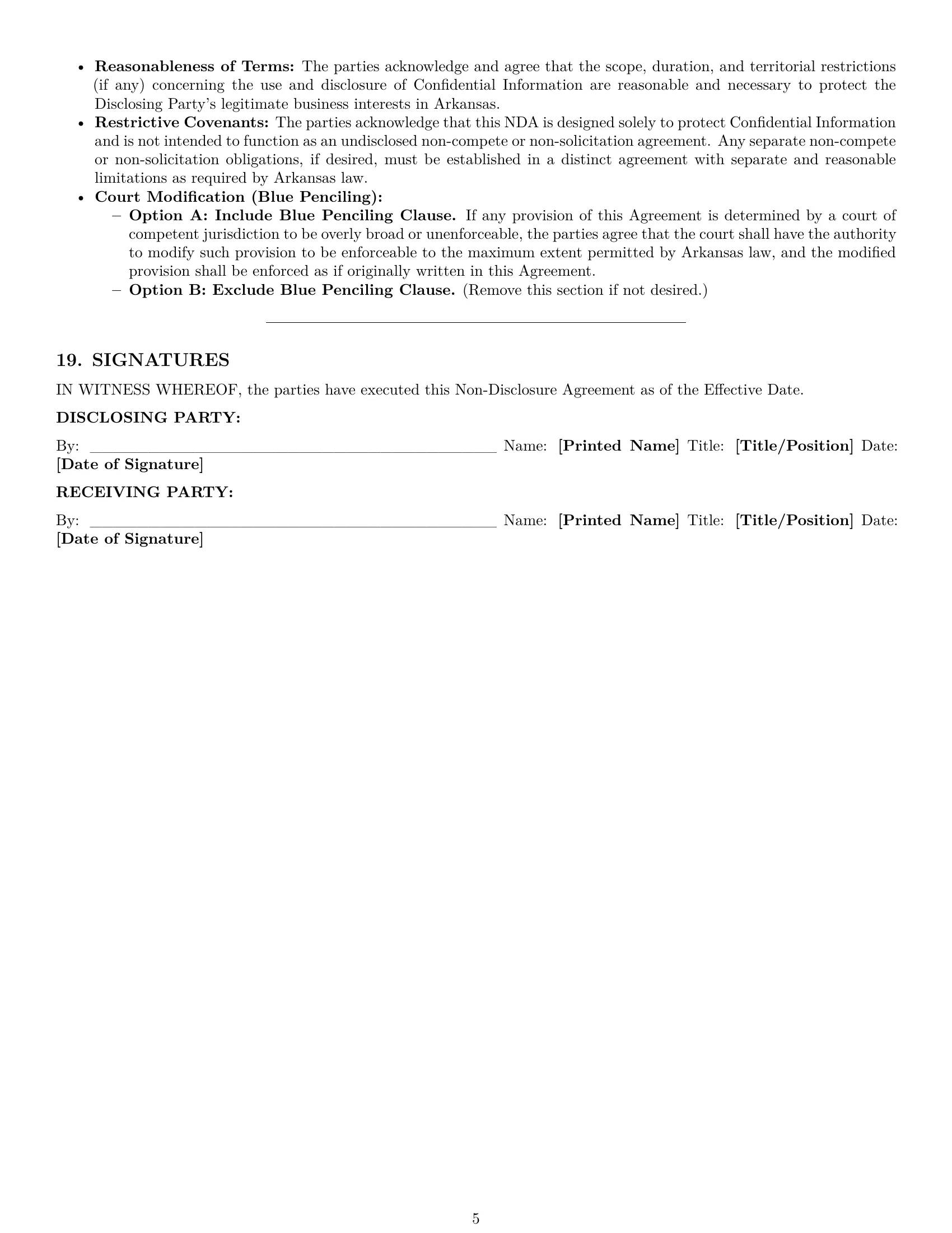 Preview page 5 of Pro Arkansas nda template