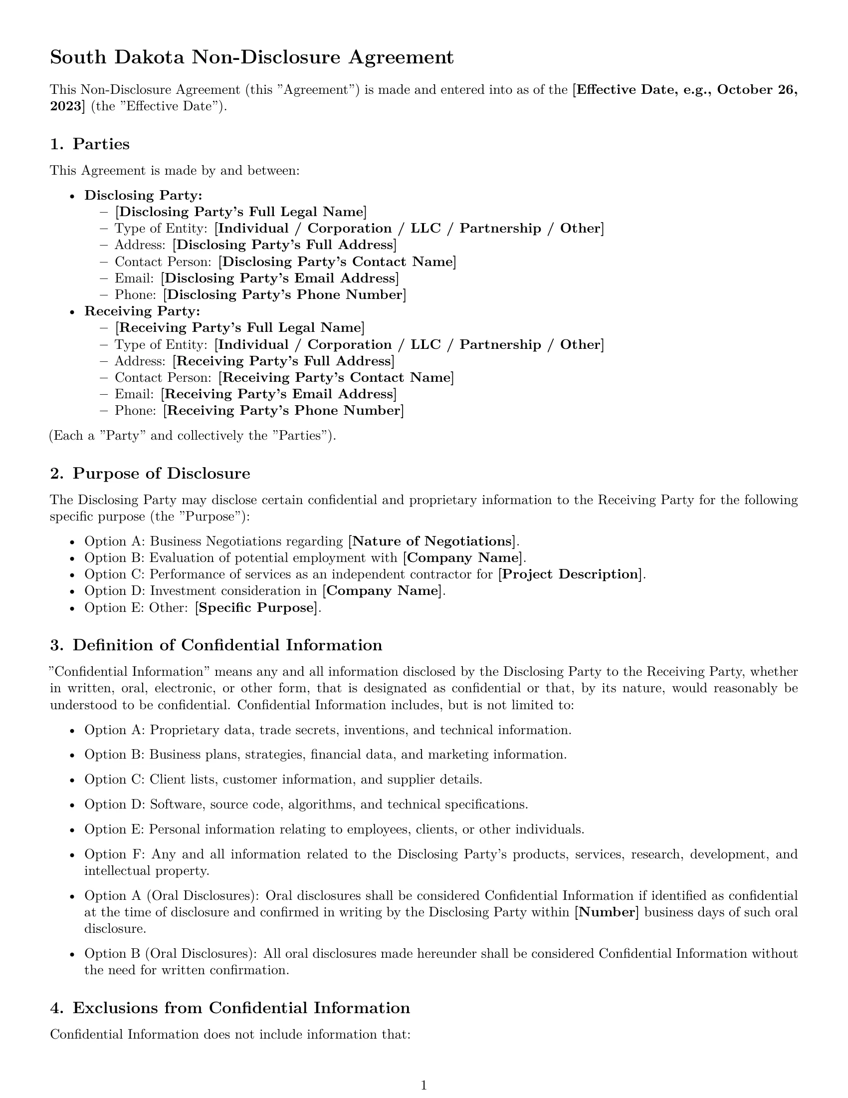 Preview page 1 of Pro South Dakota nda template