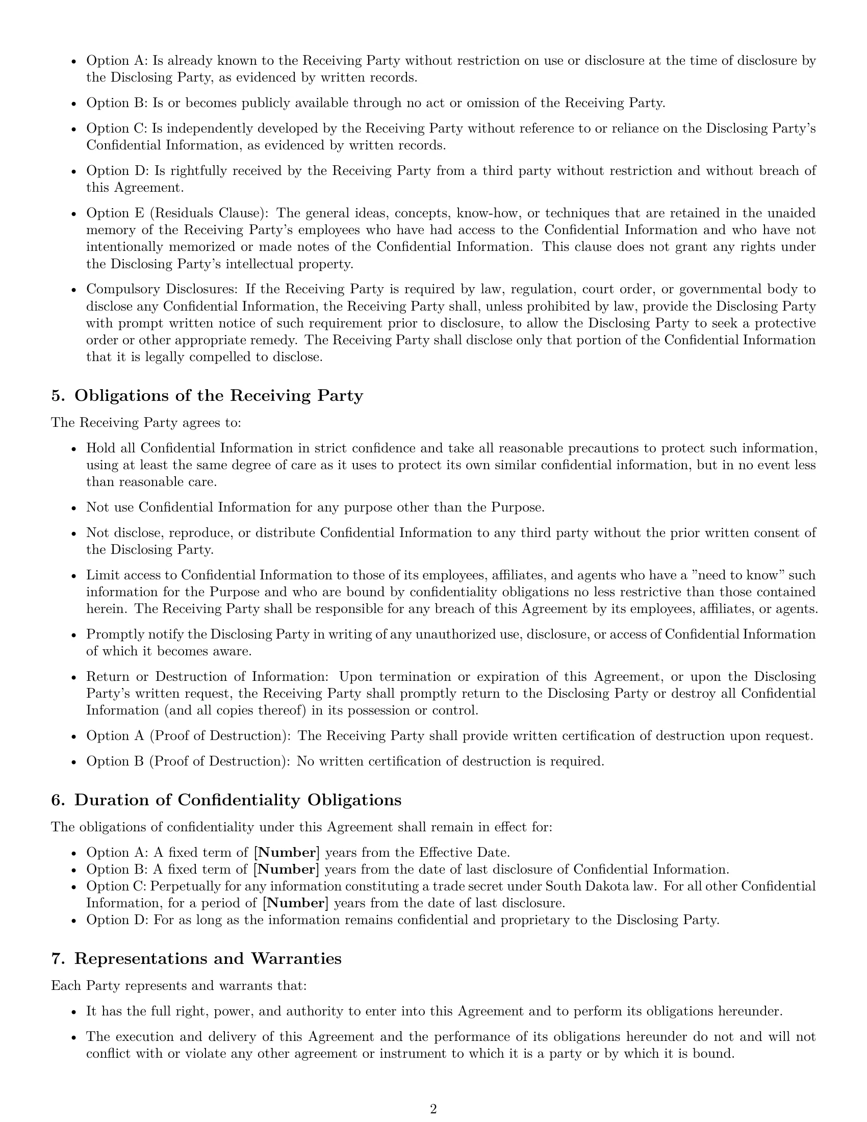 Preview page 2 of Pro South Dakota nda template