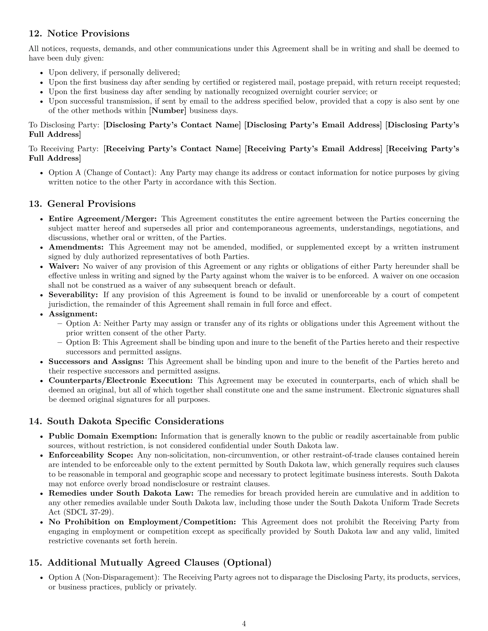 Preview page 4 of Pro South Dakota nda template