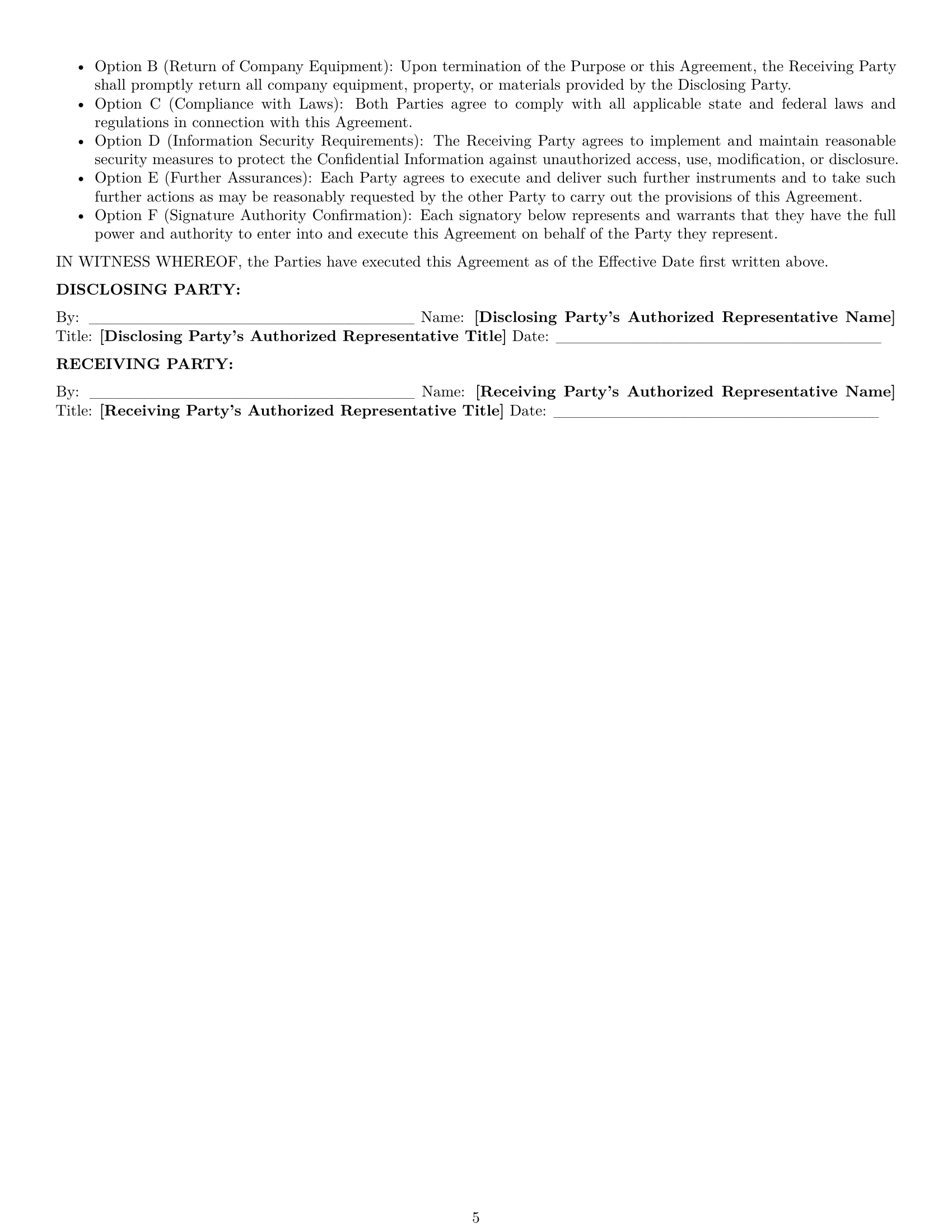 Preview page 5 of Pro South Dakota nda template
