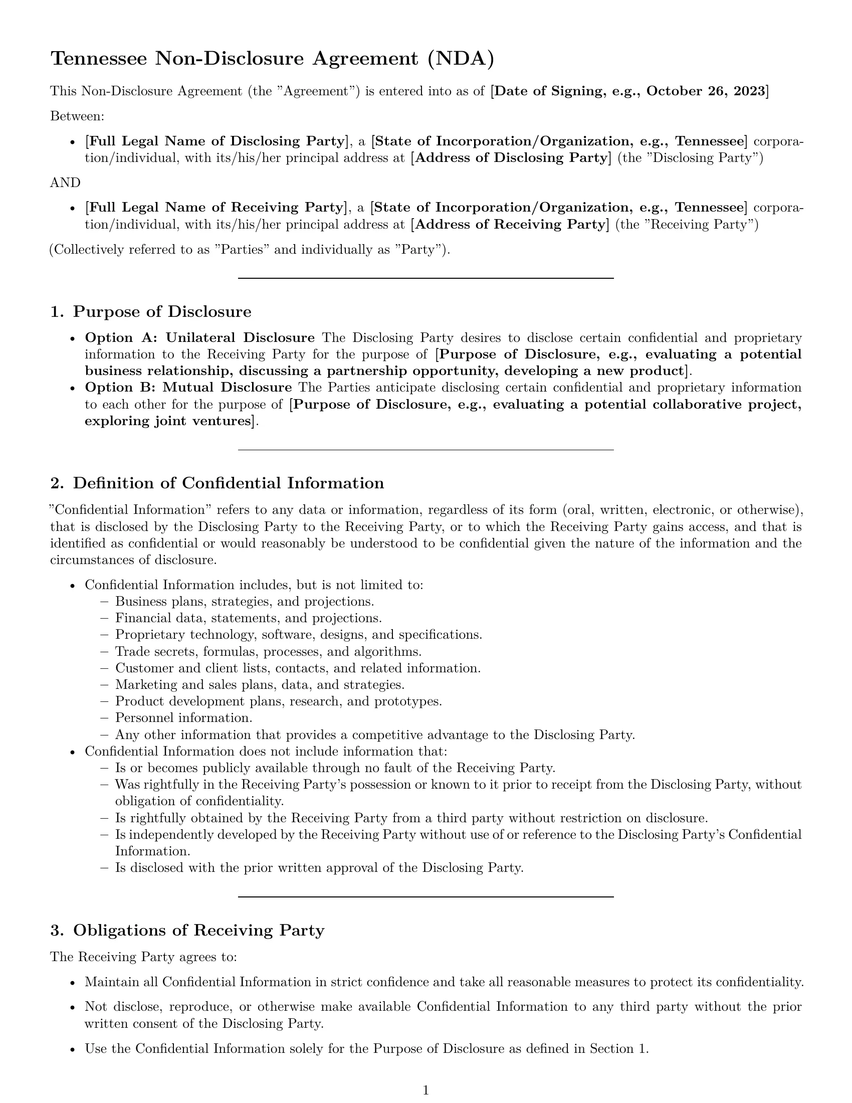 Preview page 1 of Pro Tennessee nda template